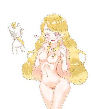 1girls aphrodite_(the_battle_cats) blonde_female blonde_hair cat crown female hair long medium_breasts plushie the_battle_cats