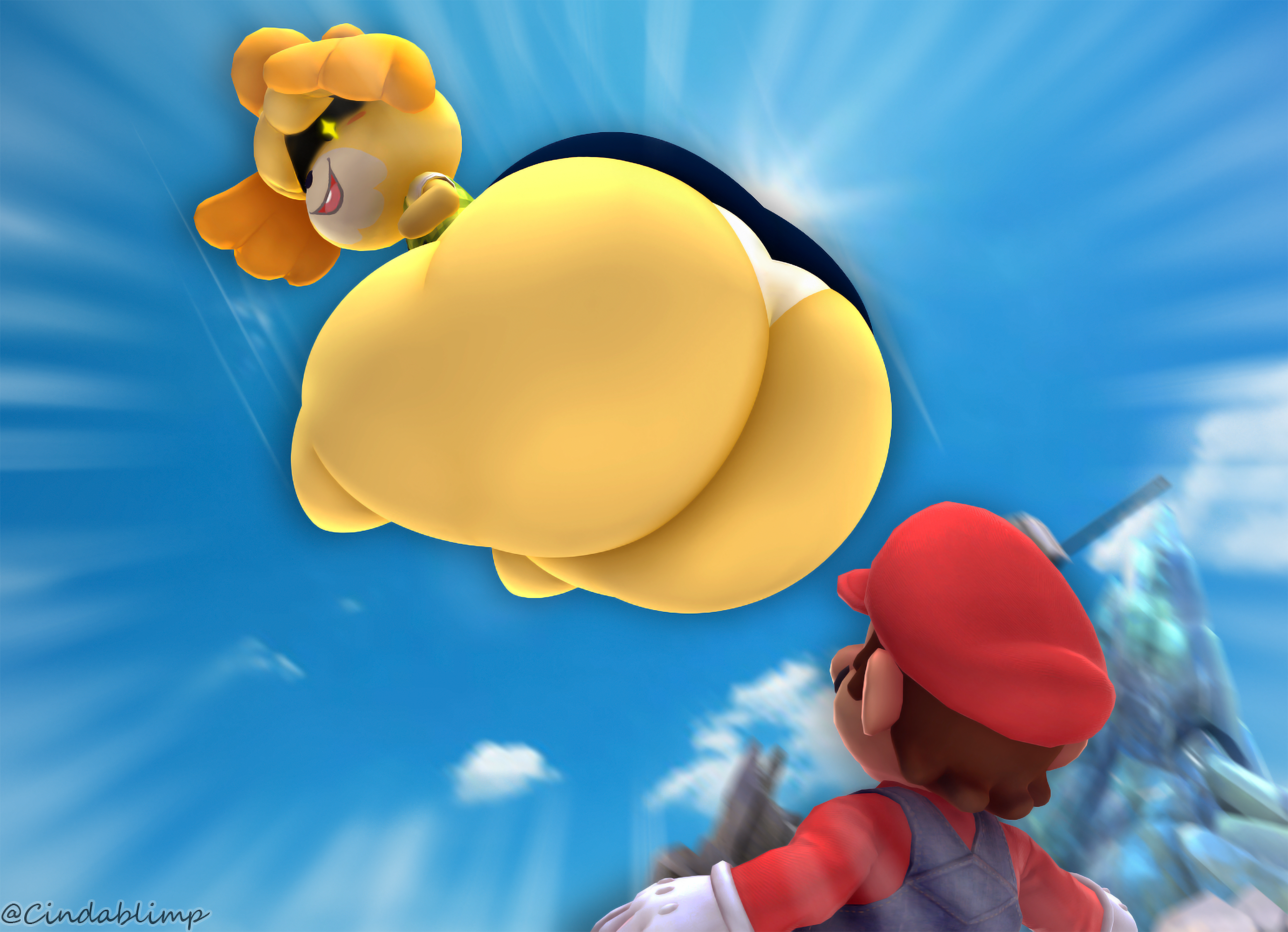 1boy, 1girls, 3d, animal crossing, anthro, ass, bottom heavy, cindablimp, female, furry, hyper ass, isabelle (animal crossing), male, mario, mario (series), nintendo, perros god, sfm, super smash bros., super smash bros. ultimate, tagme