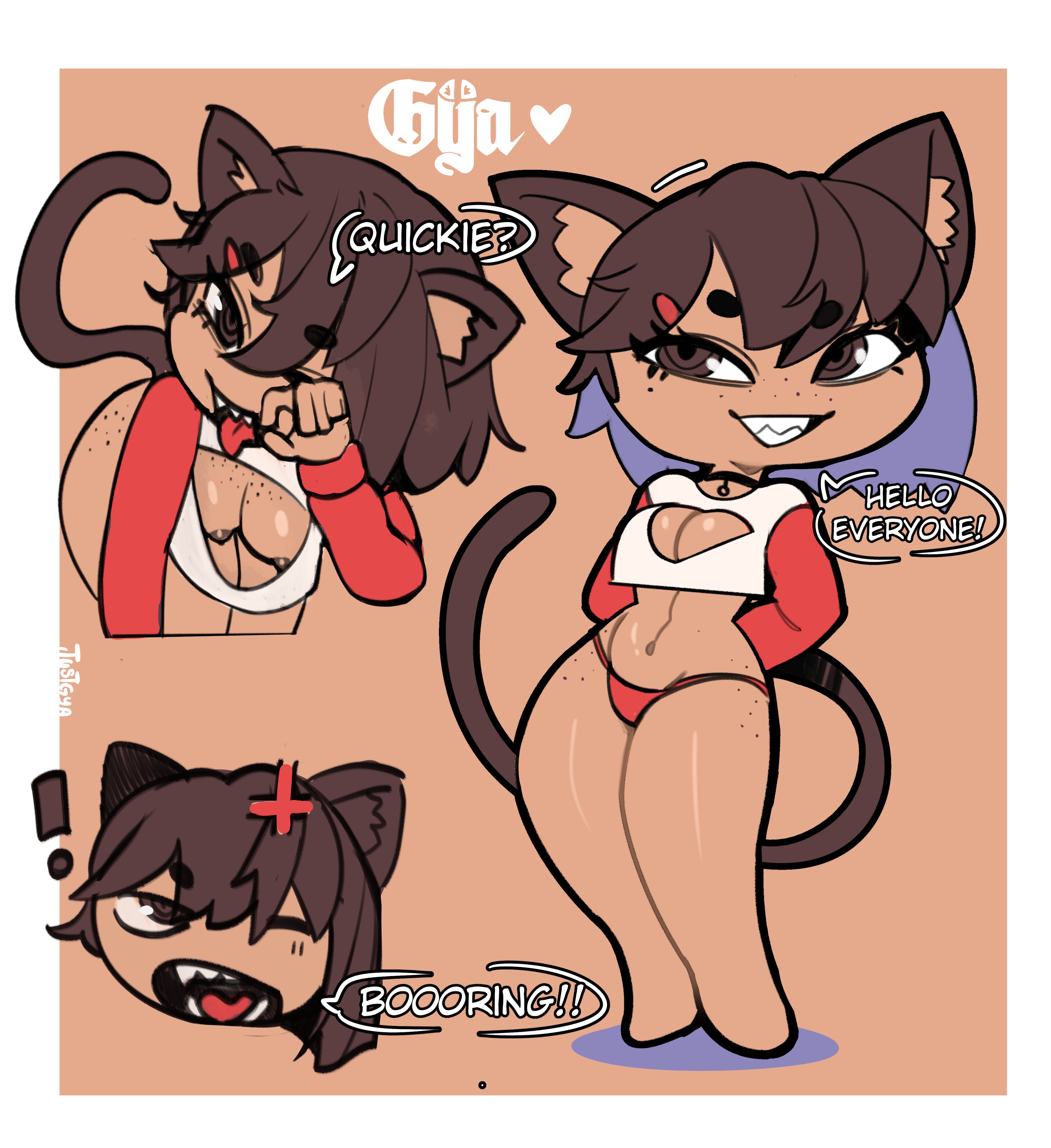 absurd res, animal humanoid, bent over, breasts, cat humanoid, cleavage, cleavage cutout, clothed, clothing, cutout, featureless feet, feet, felid, felid humanoid, feline, feline humanoid, female, flashing, flashing breasts, freckles, grin, gya (justgya), hands behind back, hi res, humanoid, justgya, mammal, mammal humanoid, open mouth, open smile, panties, sharp teeth, simple background, sketch, smile, solo, teeth, tongue, tongue out, underwear
