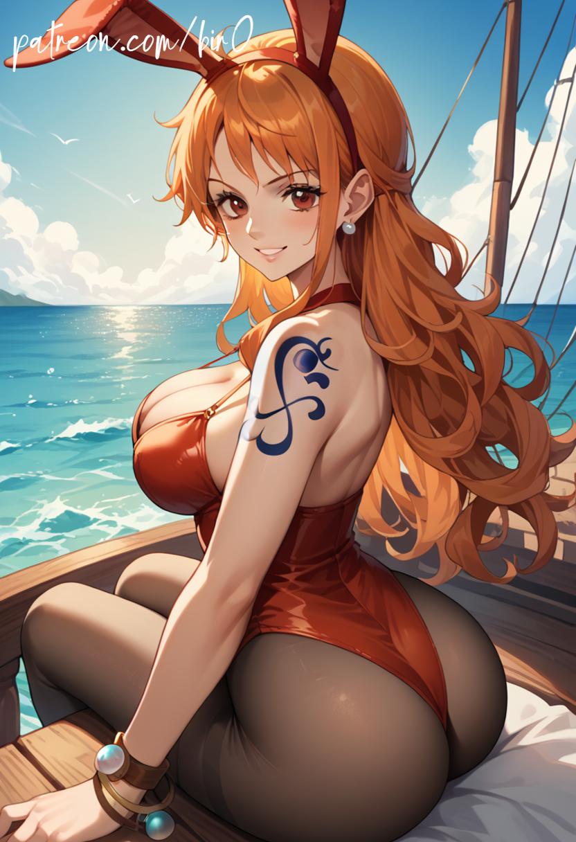ai_generated ass bir0 breasts bunny_girl bunnysuit clothing female female_only milf nami_(one_piece) one_piece