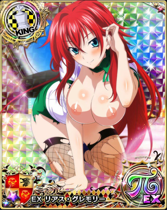 big breasts, blush, breasts, edit, female, female only, fishnet stockings, high school dxd, looking at viewer, nipples, rias gremory