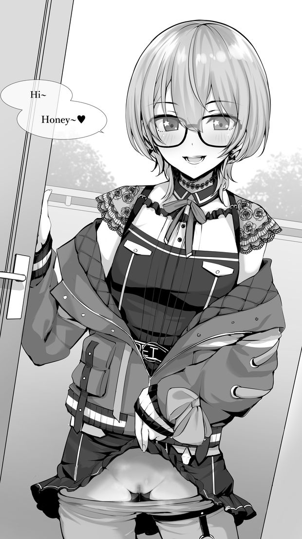 blush bow bow_earrings censored choker clothes_lift clothes_pull doorway dress dress_lift earrings english_text female glasses hair_between_eyes heart hololive hoshimachi_suisei hoshimachi_suisei_(casual) jacket jewelry lace lace_choker lifting_own_clothes looking_at_viewer mosaic_censoring mp150_plus off_shoulder official_alternate_costume official_alternate_hair_length official_alternate_hairstyle open_door open_mouth pantyhose pantyhose_pull pussy pussy_juice quilted_jacket short_hair solo speech_bubble star_(symbol) star_in_eye symbol_in_eye virtual_youtuber