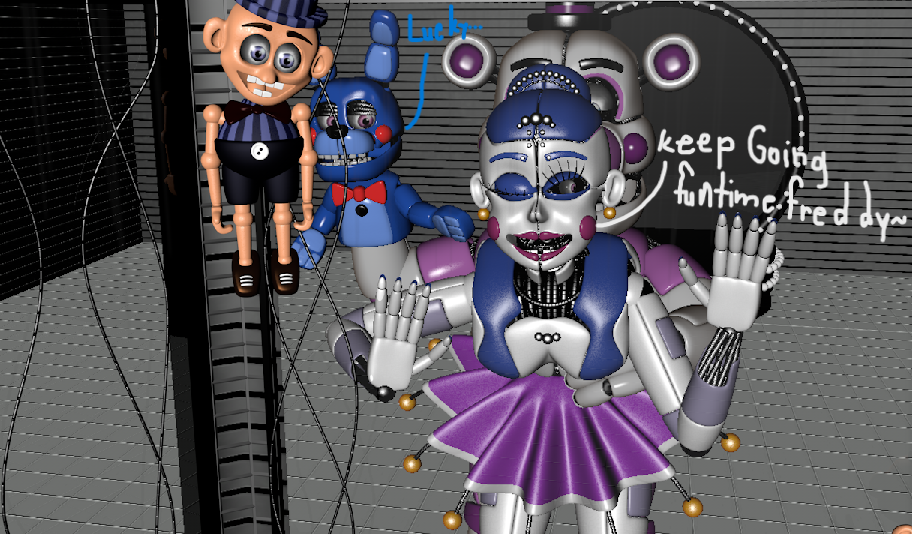 2girls1boy 3d ballora ballora_(fnafsl) bon_bon c4d cinema4d excited five_nights_at_freddy's five_nights_at_freddy's:_sister_location funtime_freddy funtime_freddy_(fnafsl) hand_on_head hands_on_wall happy_sex jealous jealous_female one_eye_closed scottgames straight tagme watching_sex