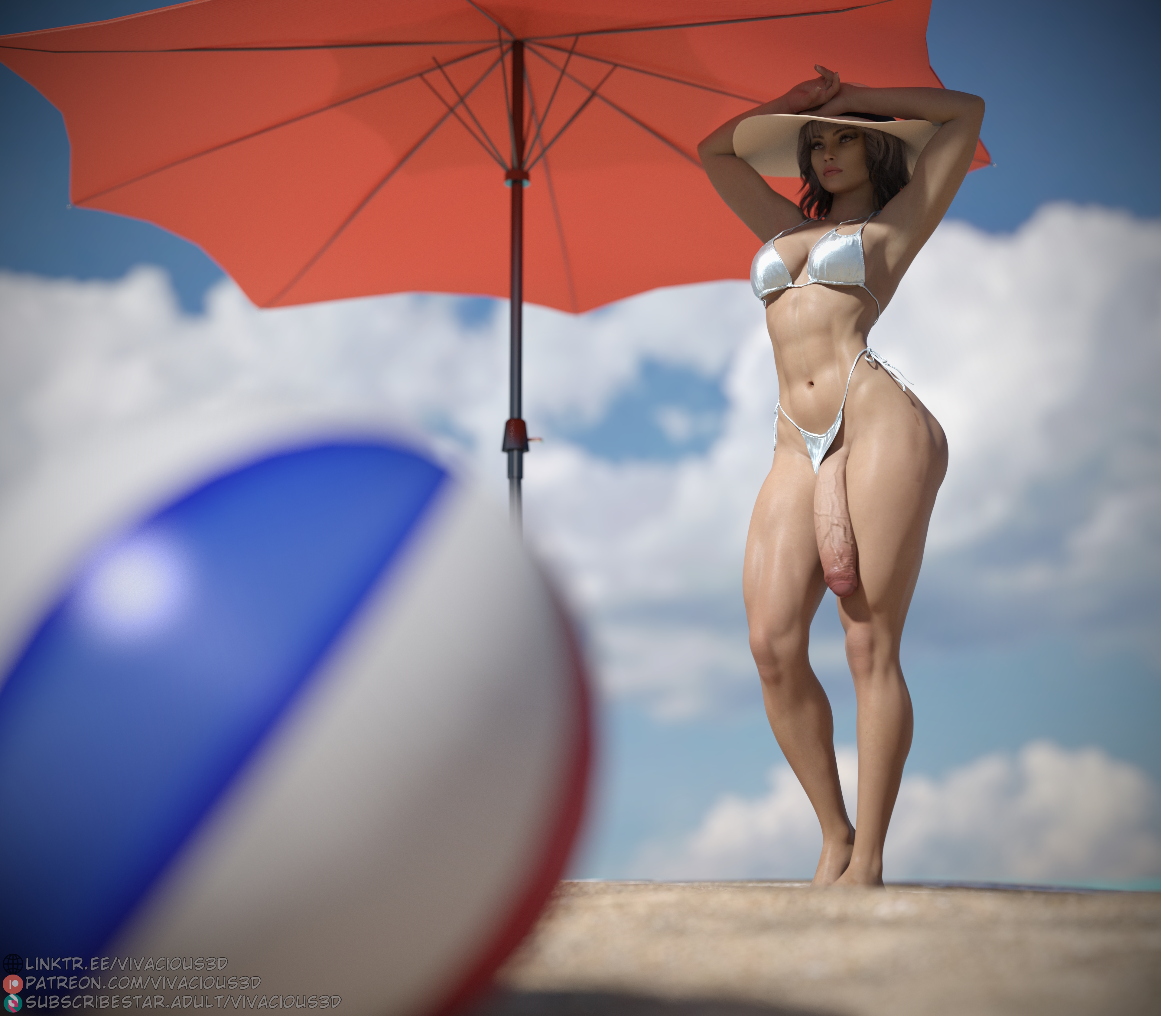 1futa, 3d, beach, beach ball, big penis, bikini, breasts, casual, casual free use, casual futa, exhibitionism, exp, exposed breasts, exposed penis, futa only, futanari, hat, huge cock, huge penis, intersex, multiple girls, muscular futa, penis, penis out, penis to the knees, poney, public exposure, public nudity, sexy, sexy body, solo, sun hat, umbrella, veiny penis, vivacious3d