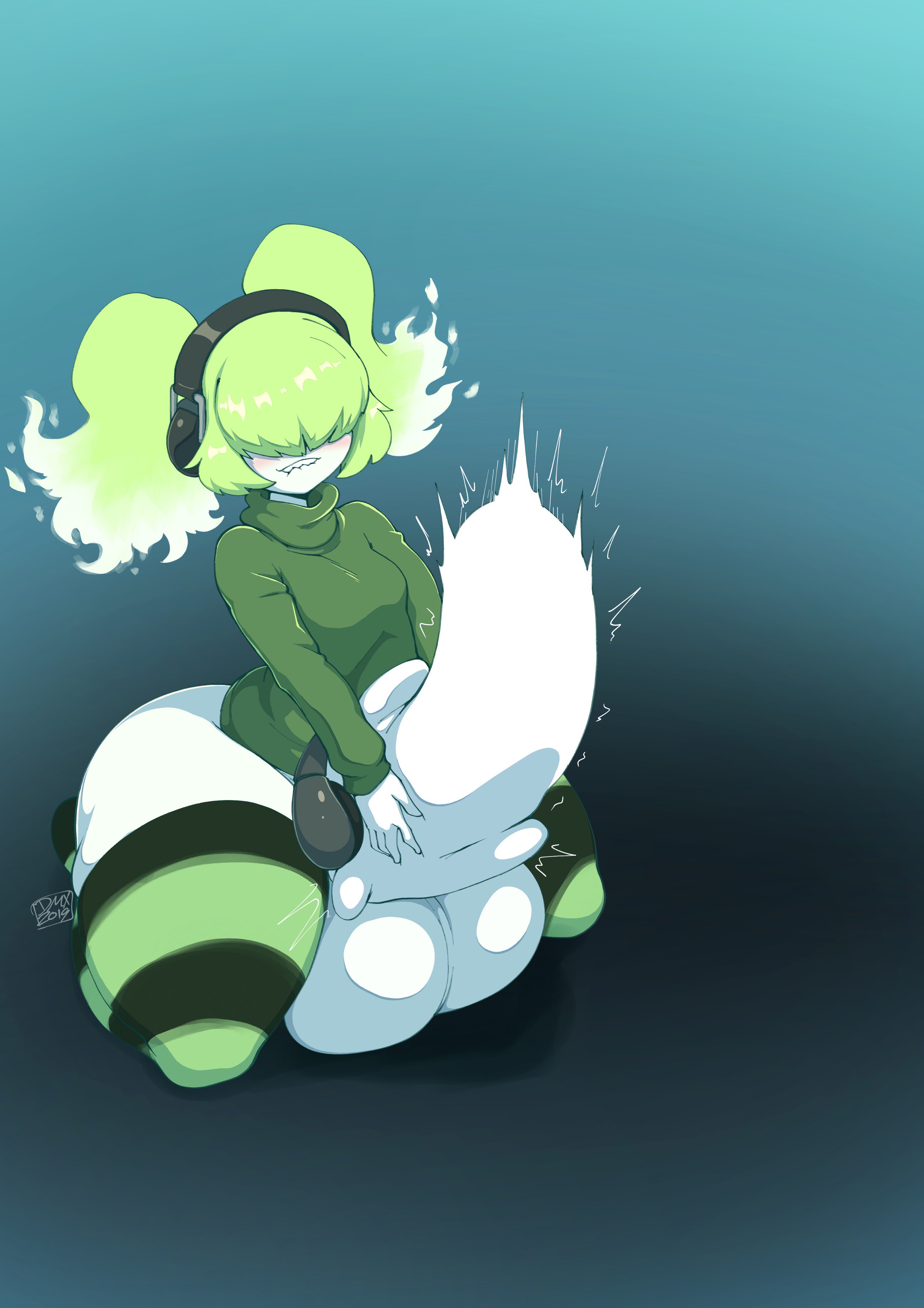 1futa, ambiguous gender, arched back, ass, balls, beth (chaozdesignz), biting lip, bottom heavy, bottomless, breasts, chaoz (chaozdesignz), clothed, clothing, deepthroat, dickgirl, dmxwoops, duo, erection, futanari, gigantic ass, gigantic balls, gigantic penis, gigantic testicles, hair over eyes, huge ass, huge balls, huge cock, humanoid, humanoid penis, intersex, irrumatio, oral, partially clothed, penis, sitting, testicles, thick thighs, thighhighs, wide hips