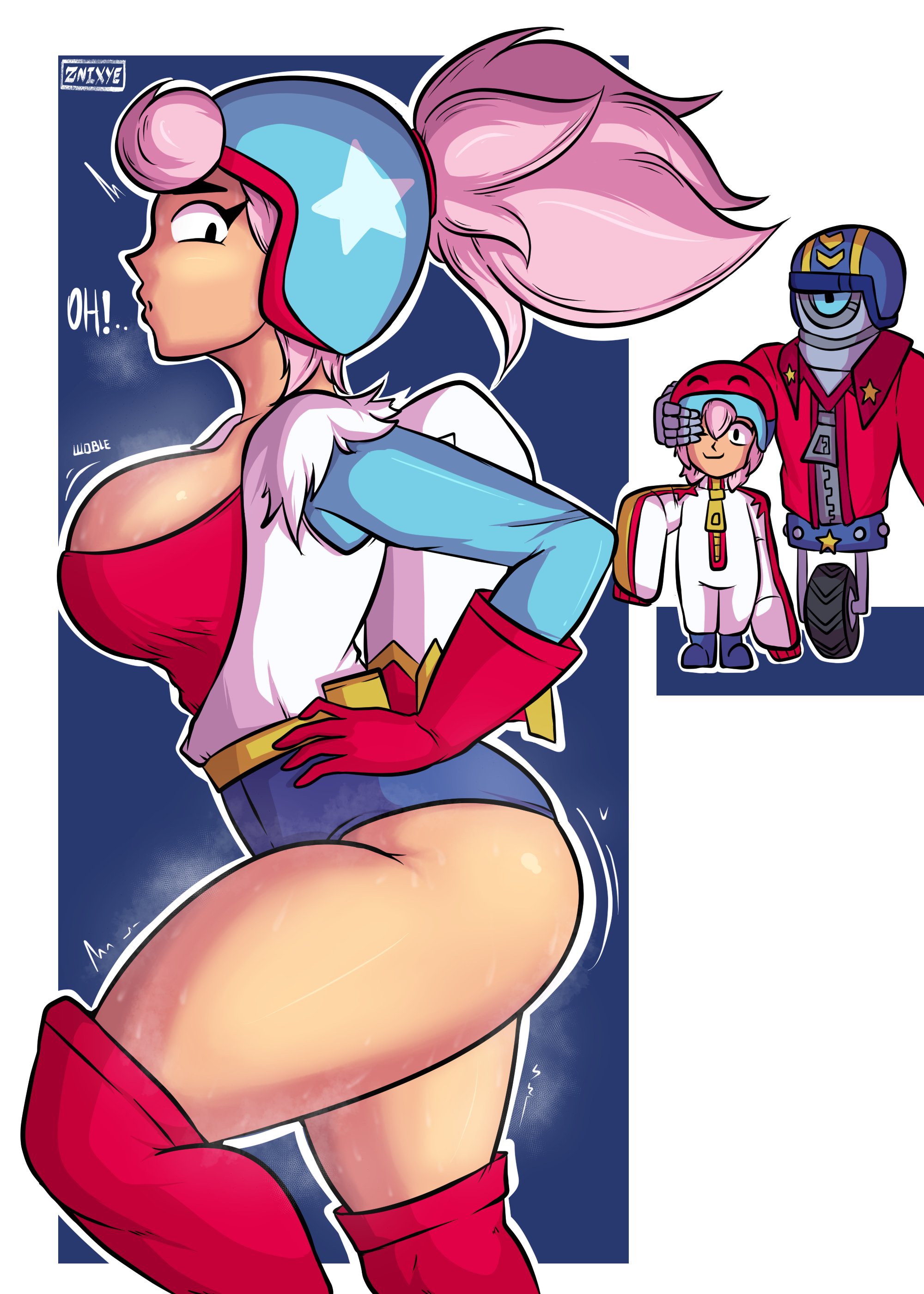 bonnie (brawl stars), brawl stars, breasts, female, janet (brawl stars), stu (brawl stars), znixye