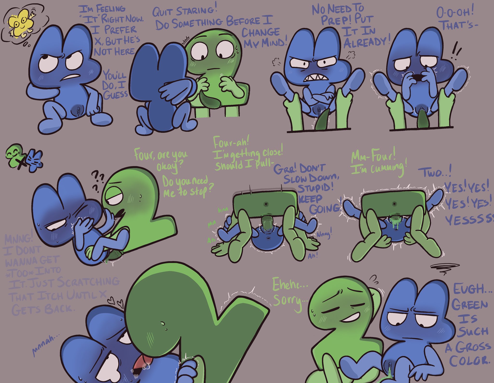 algebralian, algebralien, algebraliens, battle for dream island, bfb, bfdi, cum, cum in pussy, cuntboy, dialogue, four (bfb), green cum, mating press, object show, object shows, pussy, pussy out, sex, spread legs, tentacle penis, the power of two, tpot, tremble spikes, two (tpot), vadahlivokroz, vaginal penetration