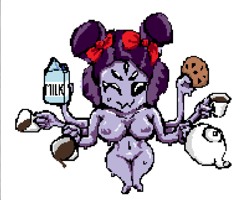 1girls areolae barefoot breasts completely_nude completely_nude_female cookies female female_only full_body holding holding_drink looking_at_viewer milk muffet naked naked_female nipples nude nude_female one_eye_closed pussy smile solo solo_female tagme tea teapot undertale_(series) wink