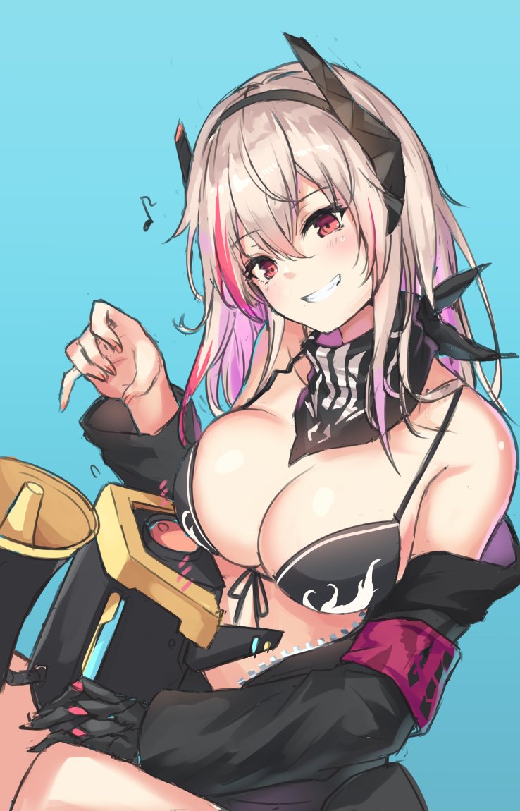 1girls breasts cenangam cleavage female female_only girls'_frontline large_breasts looking_at_viewer m4_sopmod_ii_(girls'_frontline) ro635_(girls'_frontline)