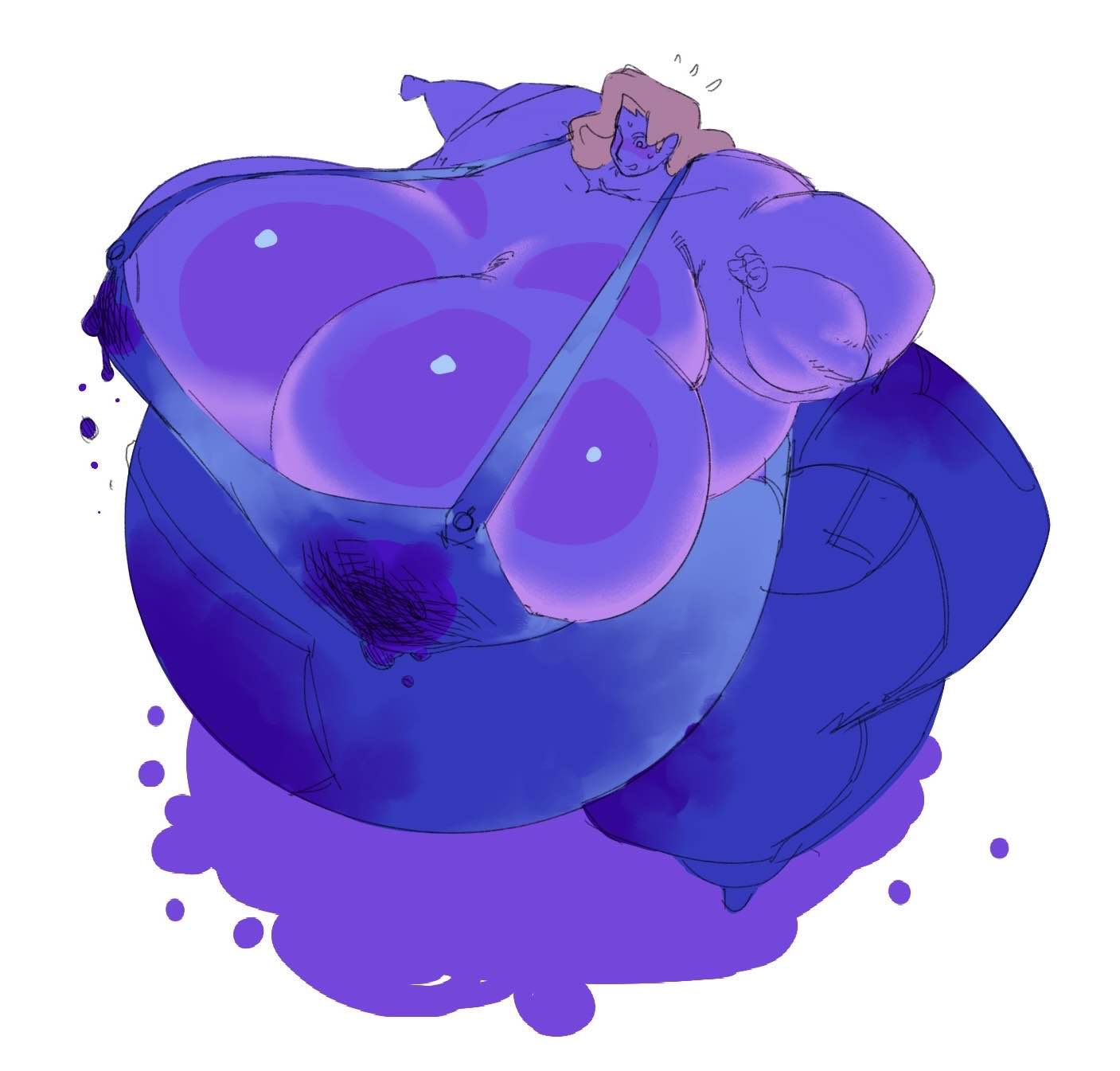 big breasts, blubberblimp, blueberry inflation, breasts, cleavage, fat arms, female, huge breasts, hyper breasts, inflation, spherical inflation, tagme, thick thighs, wide hips