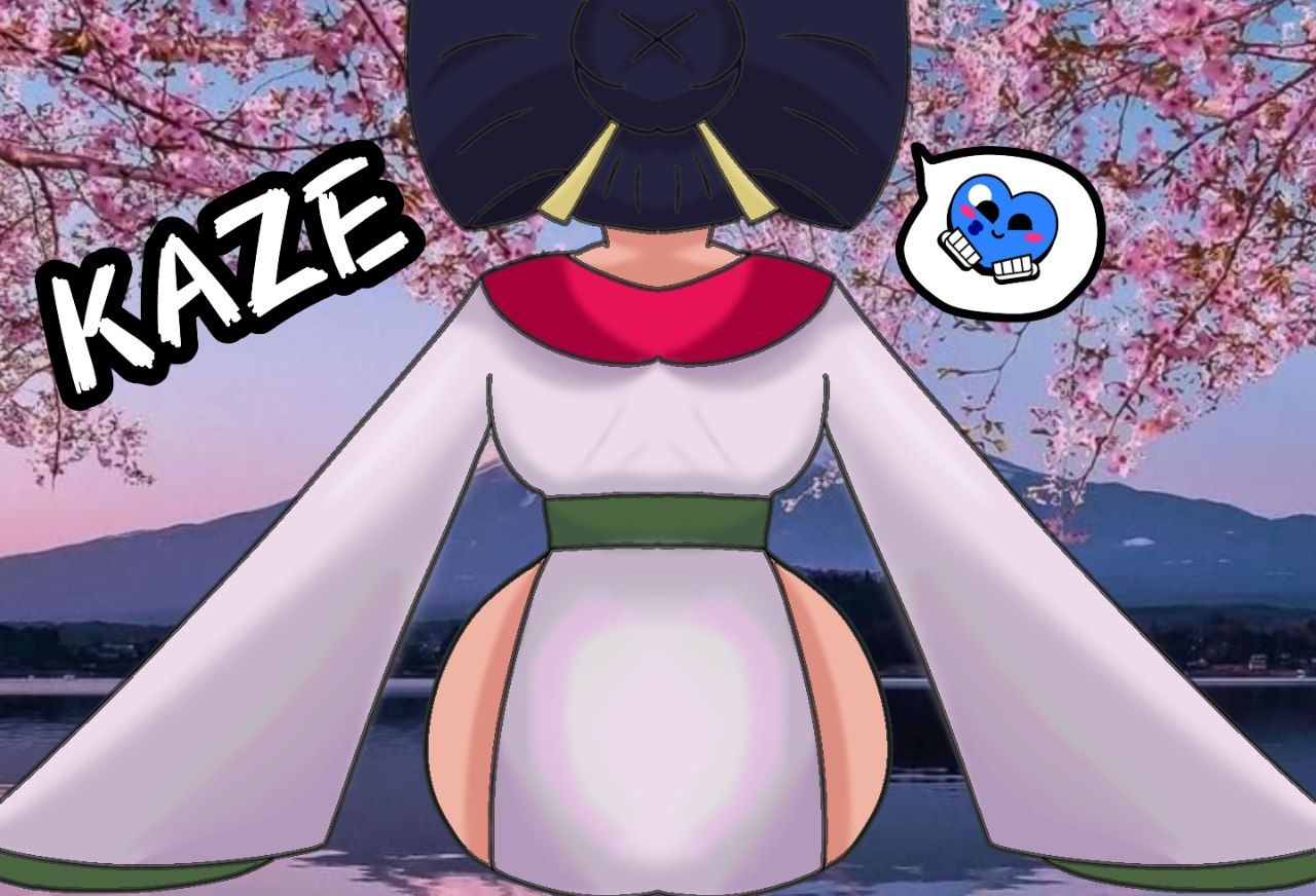 1girls, ass, ass focus, black hair, brawl stars, female, geisha, geisha hair, japanese clothes, japanese clothing, japanese female, japanese hairstyle, kaze (brawl stars), long sleeves, supercell