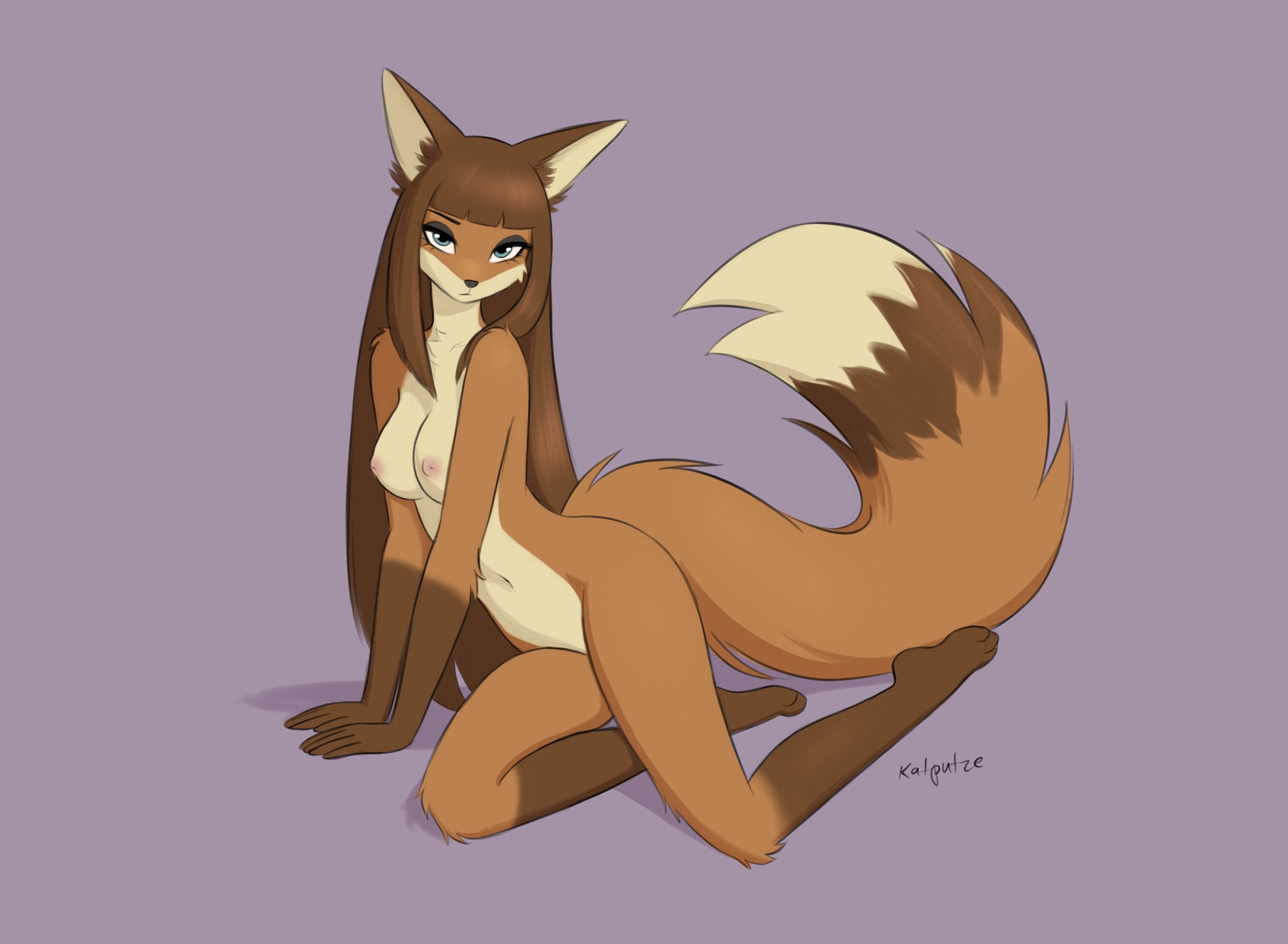 anthro, breasts, female, fox, katputze, nipples, small breasts, wide hips