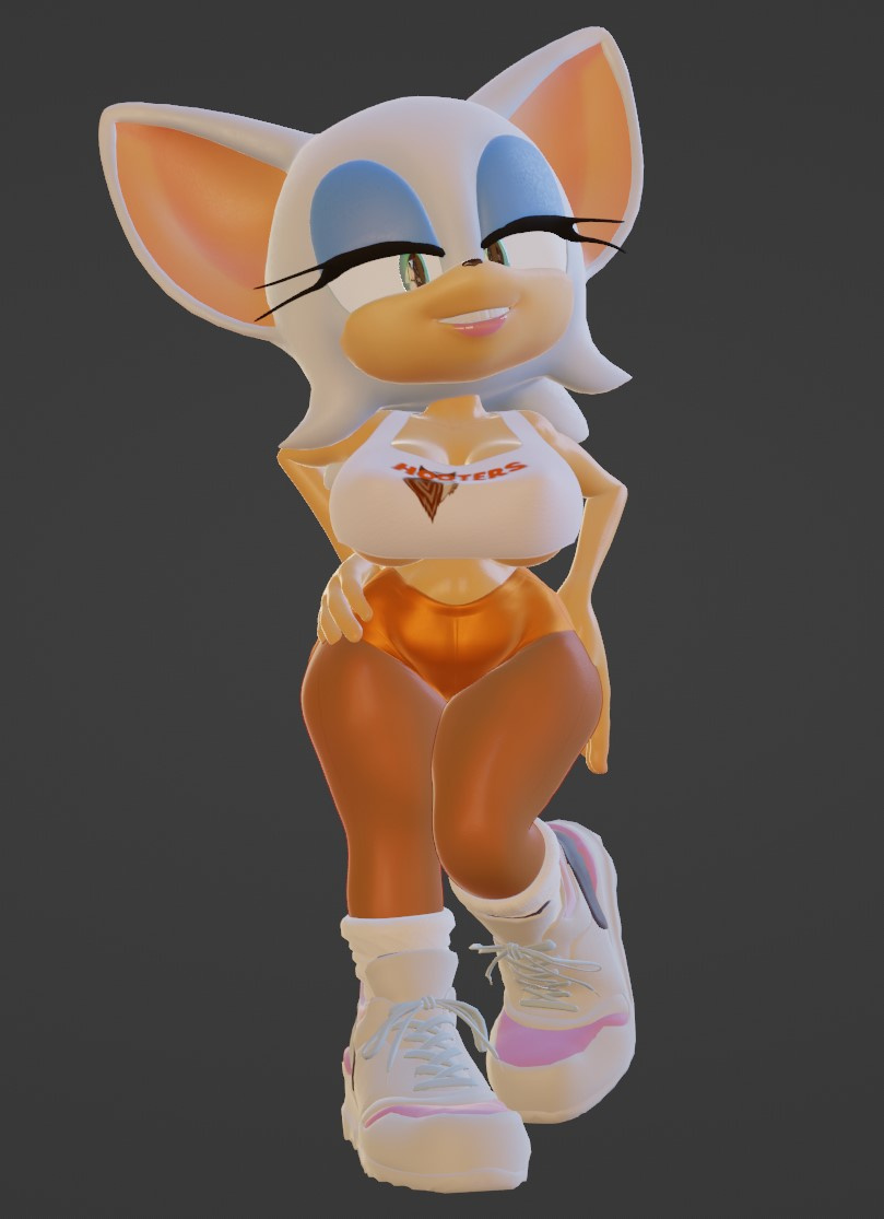 3d, 3d model, curvy figure, female, hooters, jojomingles, mobian, mobian (species), mobian bat, rouge the bat, sega, sonic (series), sonic adventure 2, sonic the hedgehog (series)