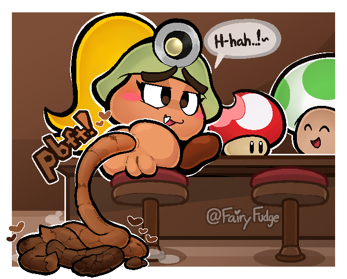1girls ambiguous_gender anus ass bar bar_stool blonde_hair blush cross-eyed digital_media_(artwork) excessive_feces fairyfudge feces feces_pile female female_focus fungus furniture genitals goomba goombella hair happy heart_symbol hyper hyper_feces hyper_feces_pile imminent_feces imminent_scat laugh looking_pleasured mario_(series) mining_helmet mushroom nintendo open_mouth paper_mario paper_mario:_the_thousand_year_door ponytail pooping_on_floor pussy rear_view scat scatplay signature sitting_on_stool smile solo_focus sound_effects stool super_mushroom toad_(mario)