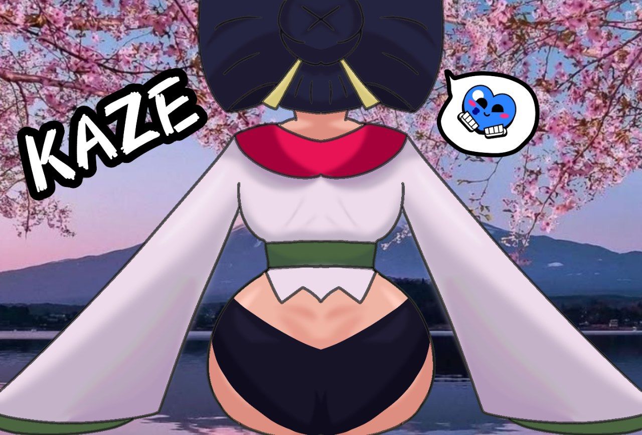 1girls, ass, ass focus, black hair, black panties, brawl stars, female, geisha, geisha hair, japanese clothes, japanese clothing, japanese female, japanese hairstyle, kaze (brawl stars), long sleeves, supercell