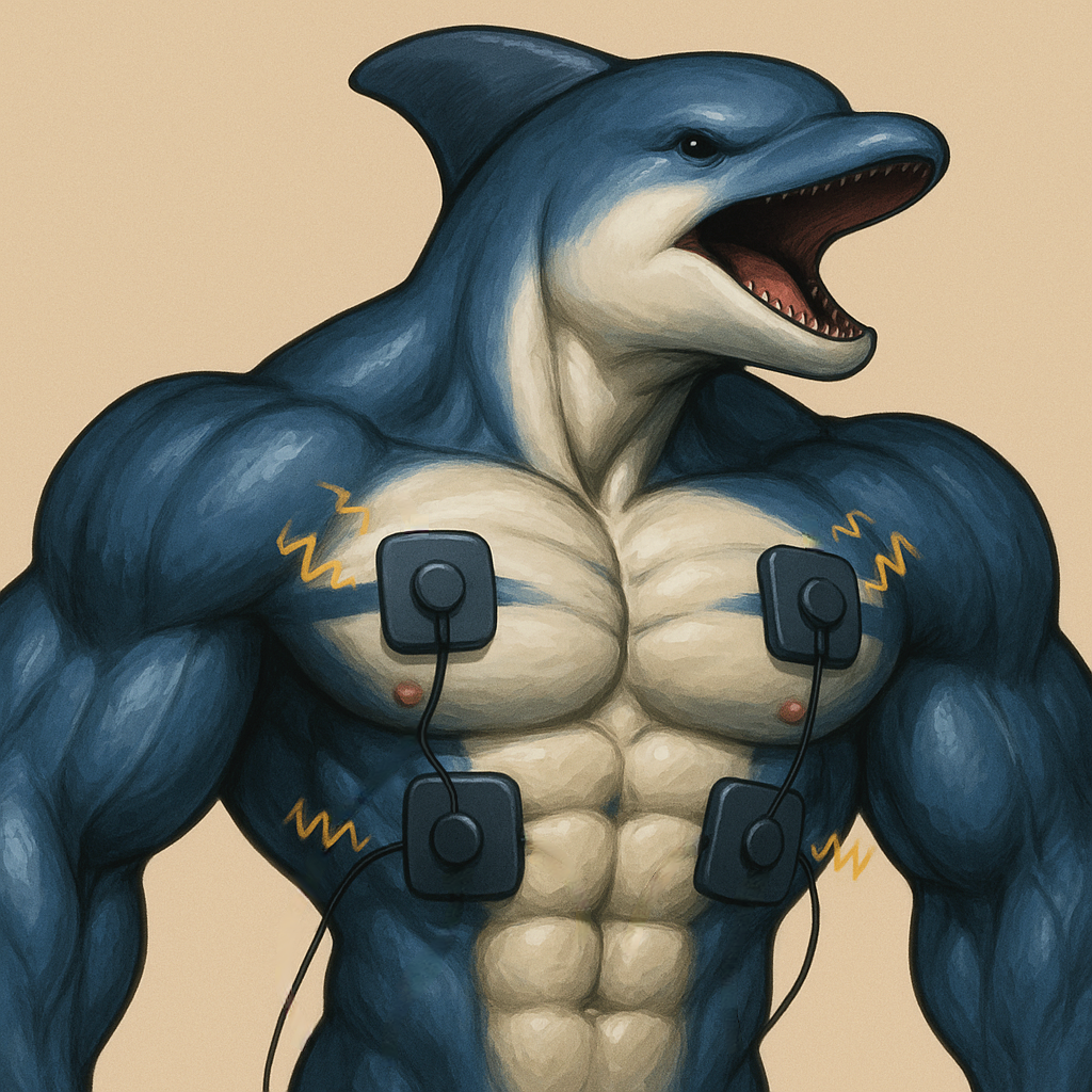 abs ai_generated anthro athletic athletic_anthro athletic_male biceps dolphin electricity electrode electrode_pad electrodes electrostimulation ems_exercise_machine exercise growth male male_only muscle_growth muscular muscular_anthro muscular_male navel neck_muscles nipples nude pecs ripped_muscles screaming solo standing toned-muscles toned_body toned_muscles toned_stomach triceps veiny_biceps veiny_muscles white_body workout