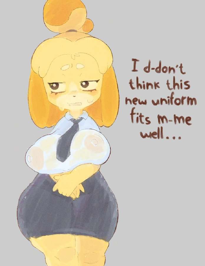 1girls, animal crossing, anthro, artist request, female, isabelle (animal crossing), see-through, tagme