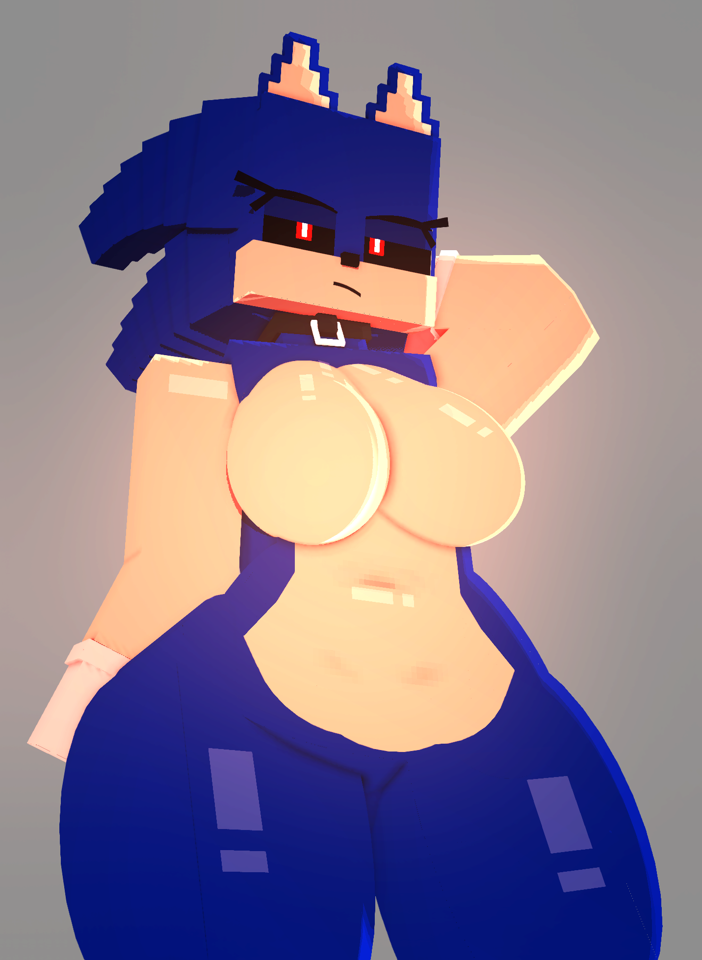 3d, big breasts, blue body, blue fur, blue hair, breasts, choker, coresvoid, curvy, curvy body, curvy female, curvy figure, curvy hips, curvy thighs, digital media (artwork), female, genderswap (mtf), hi res, horny female, hourglass figure, looking at viewer, mine-imator, minecraft, monster girl, red eyes, rule 63, shadow, smooth skin, solo, sonic (series), sonic the hedgehog, sonic the hedgehog (series), sonic.exe, sonic.exe (character), sonic.exe (series), sonica.exe, sonique.exe, thick thighs, thighs, wide hips