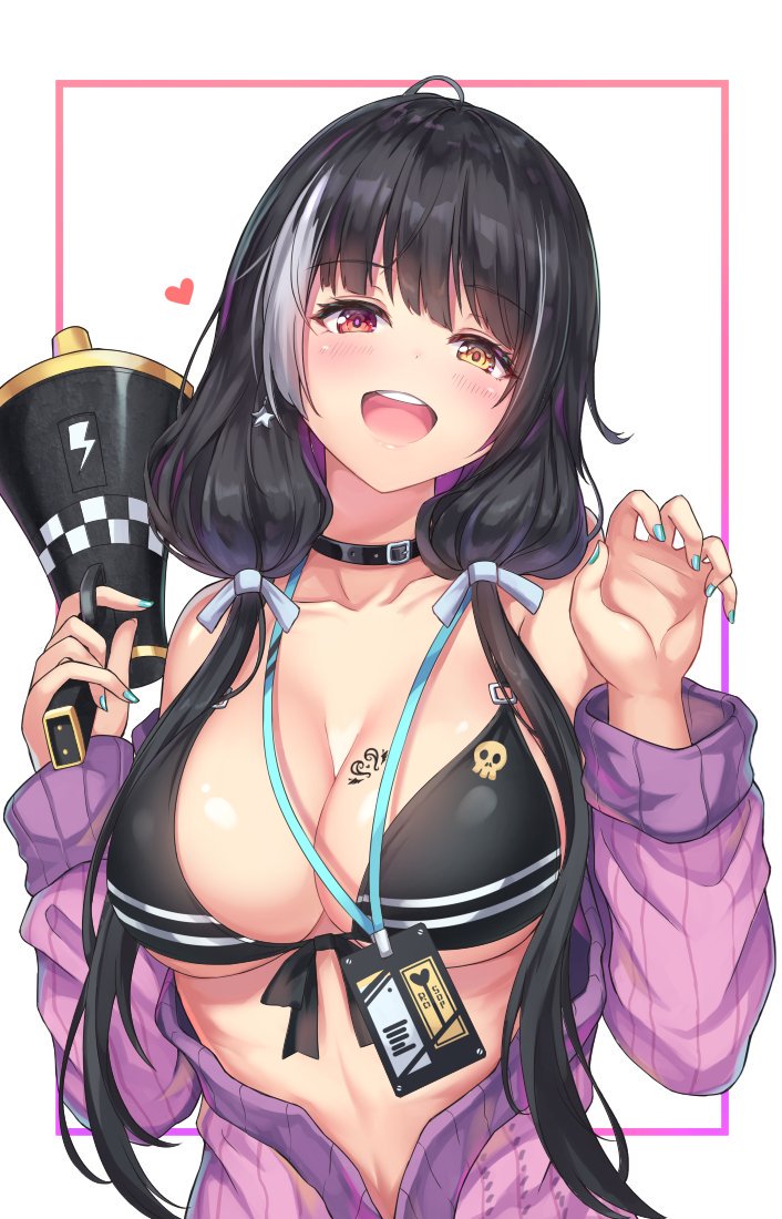1girls, breasts, cenangam, cleavage, female, female only, girls' frontline, large breasts, looking at viewer, ro635 (girls' frontline), twintails