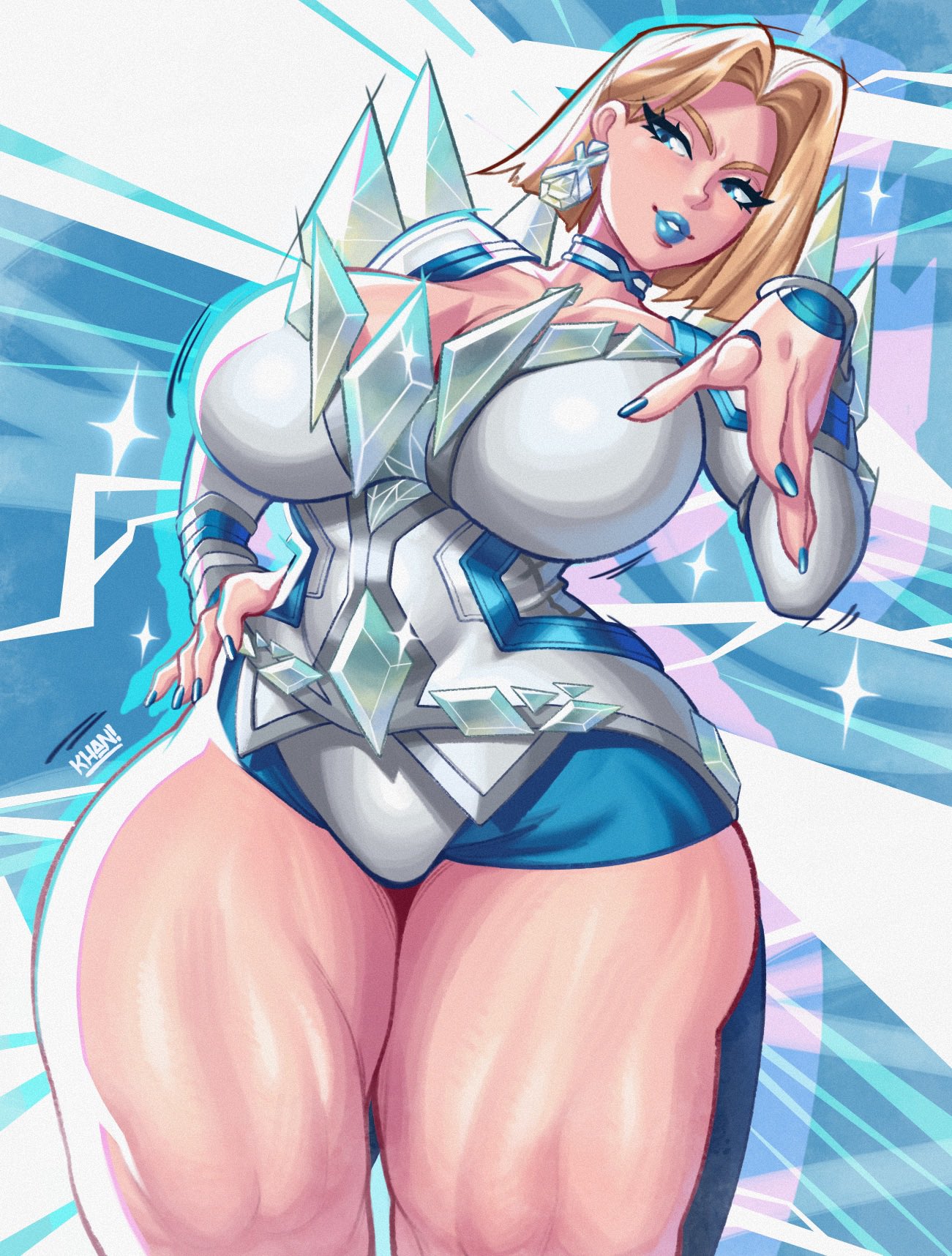 1girls, big breasts, blonde female, blonde hair, blonde-haired female, blue eyes, blue lipstick, blue nails, blush, bob cut, breasts, clothed, clothed female, emma frost, emma frost (marvel rivals), female, female focus, female only, flatillustratorkhan, hips, howardk, howardk1999, khan!, large boobs, large breasts, light skin, light-skinned female, looking at viewer, marvel, marvel comics, marvel rivals, mature, mature female, solo, solo female, solo focus, thick thighs, thighs, wide hips, x-men