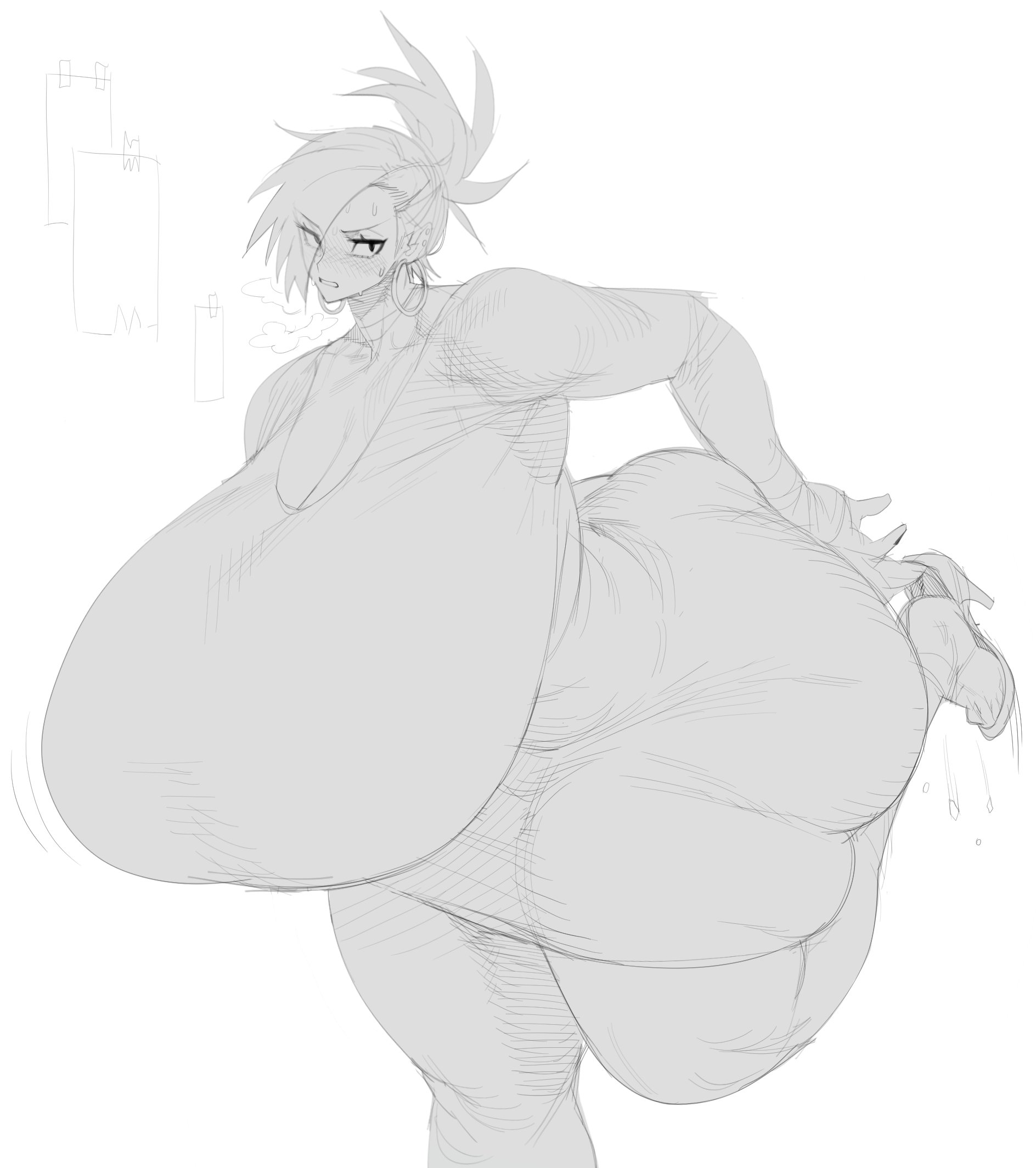 1girls, adjusting shoe, alternate body type, alternate breast size, annoyed, annoyed expression, big body, big breasts, bottom heavy, breasts, breasts bigger than head, busty, busty female, cartoon network, curvaceous, curvy, curvy figure, dress, ear piercing, earings, eye through hair, female, female only, foster's home for imaginary friends, frankie foster, gigantic ass, gigantic breasts, hair over one eye, heels, hourglass figure, huge ass, huge breasts, hyper, large ass, large breasts, maotthat, massive breasts, piercing, ring piercing, short hair, solo, solo female, thick ass, thick legs, thick thighs, voluptuous, voluptuous female