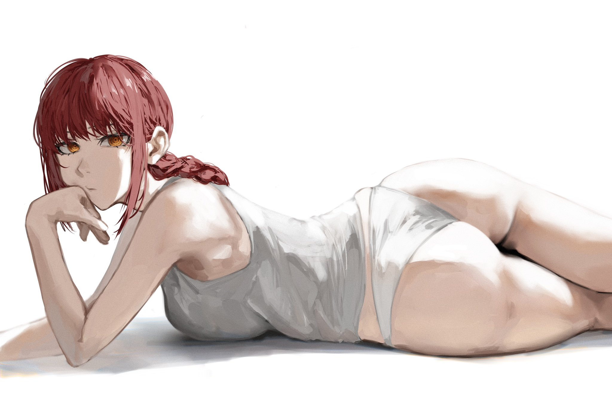 ass, chainsaw man, female, looking at viewer, makima (chainsaw man), raberu ruru, underwear