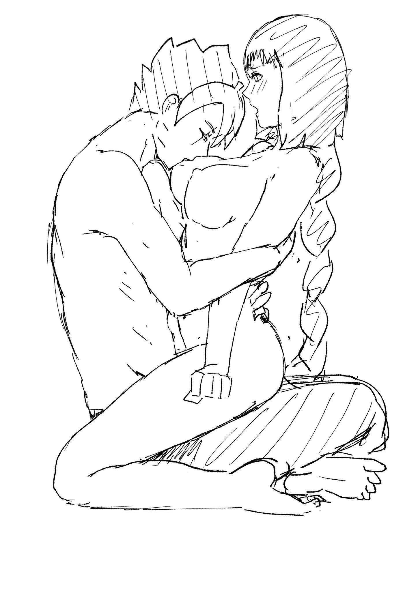 1boy, barefoot, black and white, blush, boruto: naruto next generations, braided hair, braided ponytail, breast sucking, breasts, cowgirl position, feet, female, kakei sumire, lickliking, male, monochrome, naked, naruto, naruto (series), nipples, nude, ponytail, sitting, sitting on lap, sketch, soles, straight, uzumaki boruto
