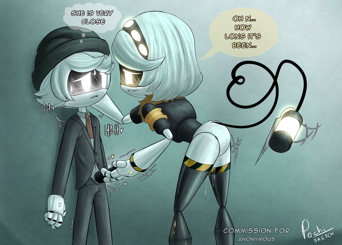 disassembly drone, dubious consent, envy (murder drones), female, glitch productions, handjob, larger female, male, murder drones, n (murder drones), n worker drone, nervous, no panties, pachinsfw, possible rape, robot, robot boy, robot girl, robot humanoid, scared?, tail, v (murder drones), white body, worker drone, younger male
