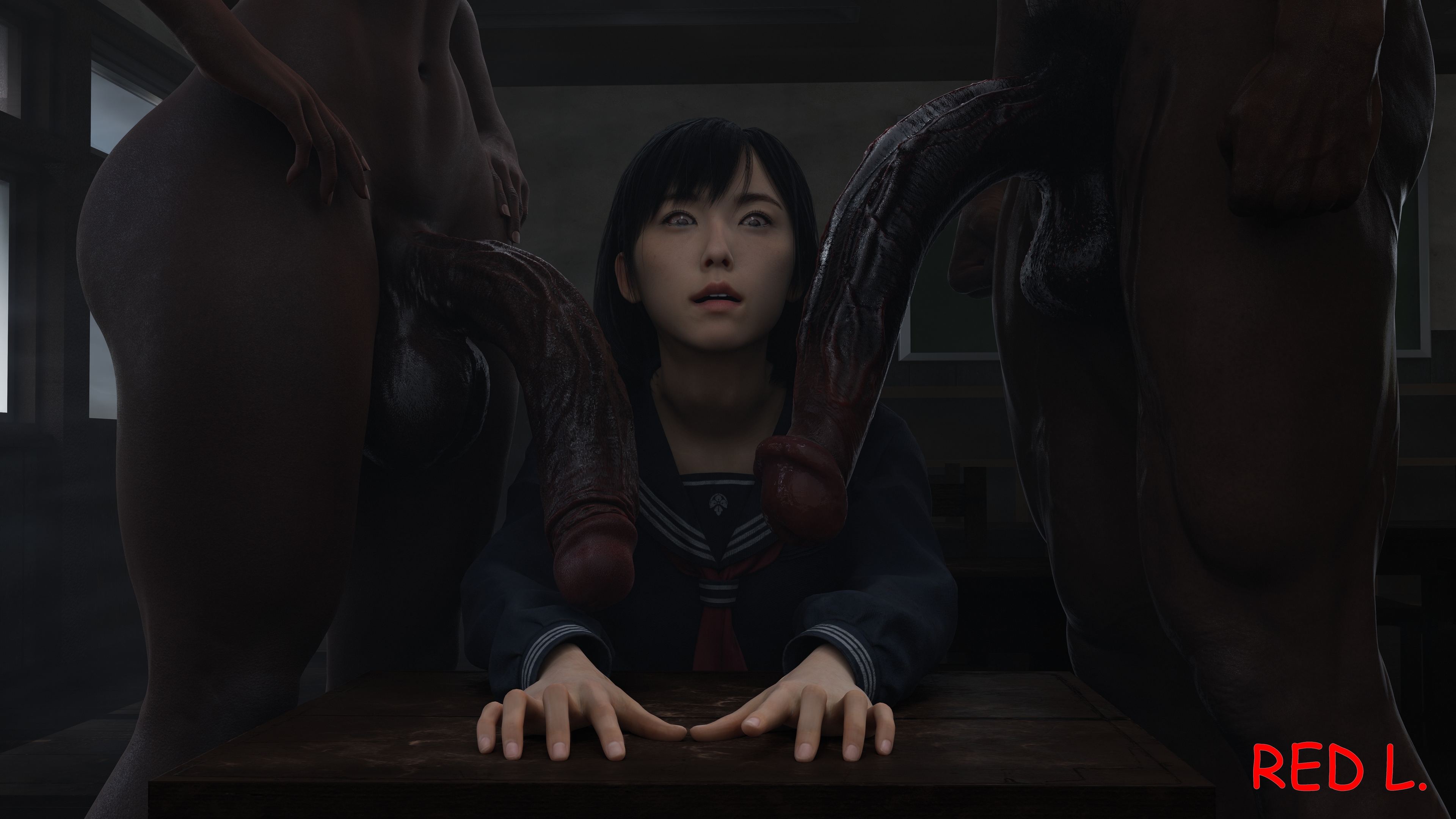 1boy, 1futa, 1girls, 3d, asian, asian female, ass, big ass, big breasts, big penis, black hair, blender (software), breasts, cock, cock worship, dark-skinned futa, dark-skinned male, dick, fat cock, female, futa, futa cock, futanari, gigantic penis, hands on table, hinako shimizu, huge cock, human, hung, interracial, intersex, jimiko, konami, light-skinned female, long penis, male, massive cock, pale skin, penis, penis awe, red l, ricebunny, scared, school uniform, short hair, silent hill, silent hill f, teenage female, teenager, thick, thick ass, thick thighs, thighs, veins, veiny, veiny penis, voluptuous, voluptuous futa, wide hips
