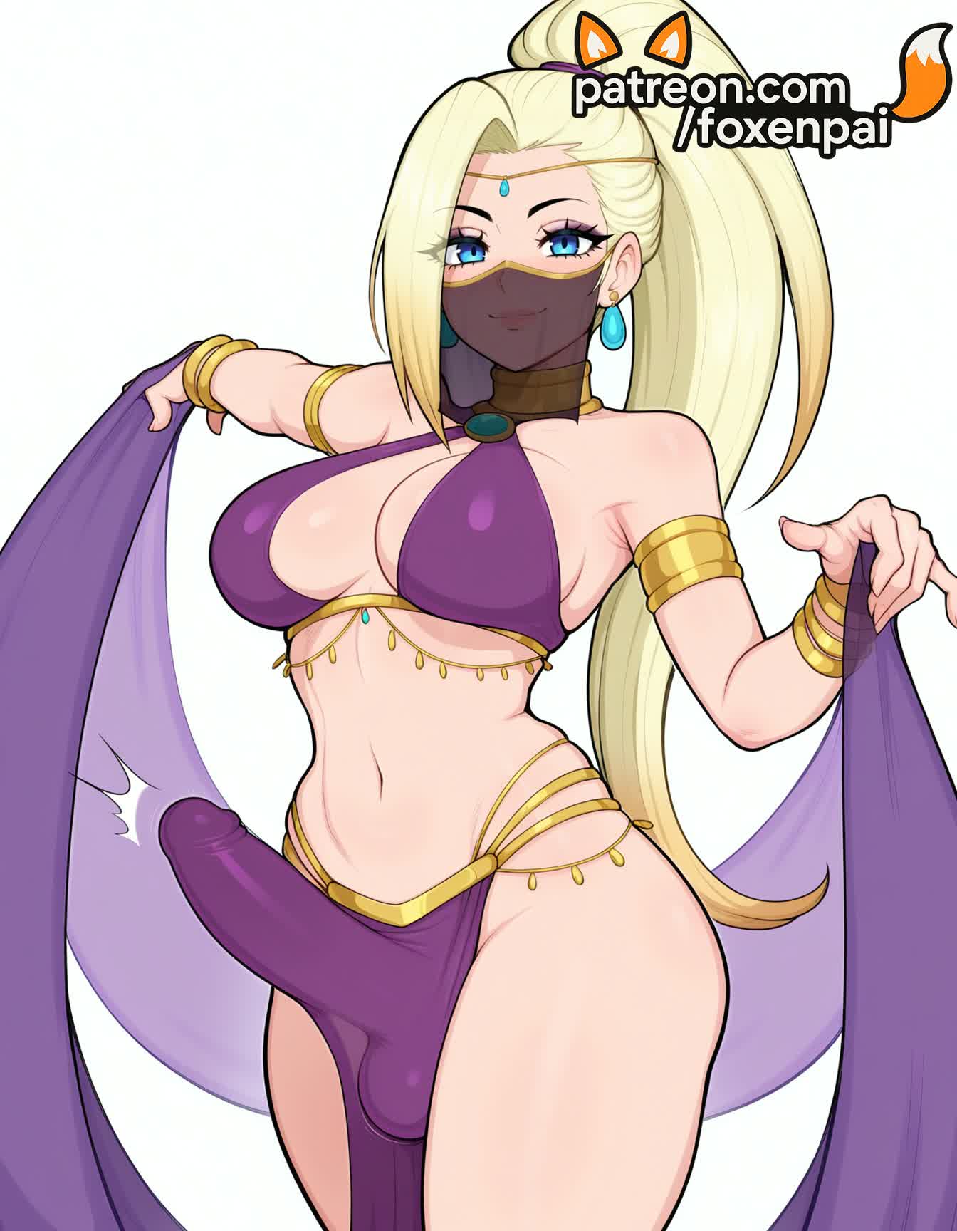 1futa, 2025, ai generated, armlet, artist name, balls, blonde hair, blue eyes, bracelet, bulge, clothes lift, cock, dancer, dick, earrings, erection, erection under clothes, foreskin, foxenpai, futanari, hi res, high quality, high resolution, highres, hoop earrings, ino yamanaka, intersex, jewelry, lifted by self, mouth veil, naruto, naruto (series), navel, otoko no ko, patreon, patreon username, penis, rule 63, smile, solo, stable diffusion, testicles, uncensored, uncircumcised, watermark
