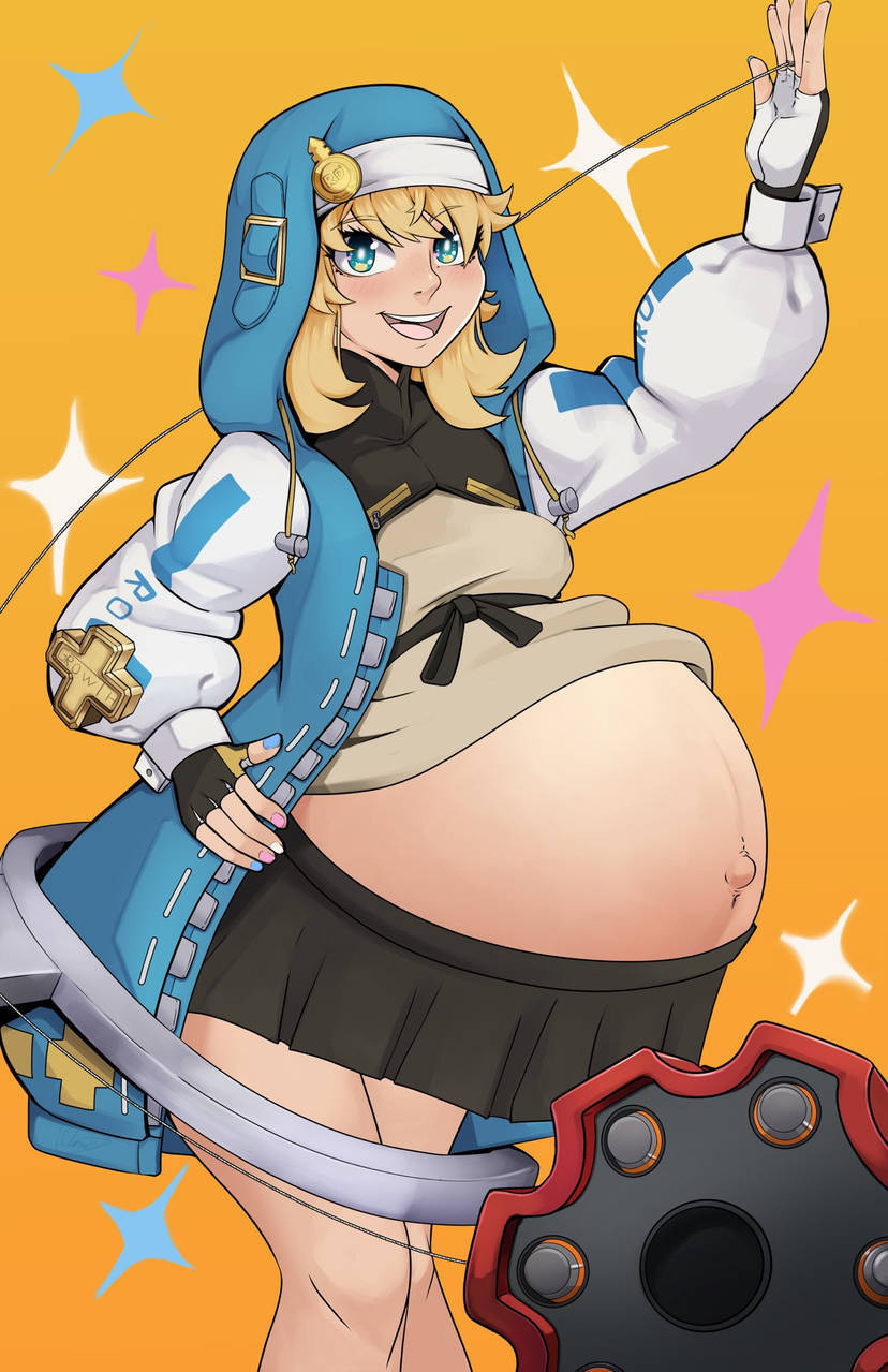 blonde female, blonde hair, blonde hair female, bridget, claraspregs, enjoying pregnancy, guilty gear, heavily pregnant, pregnant, pregnant belly, pregnant female, super belly, trans, trans girl, trans woman