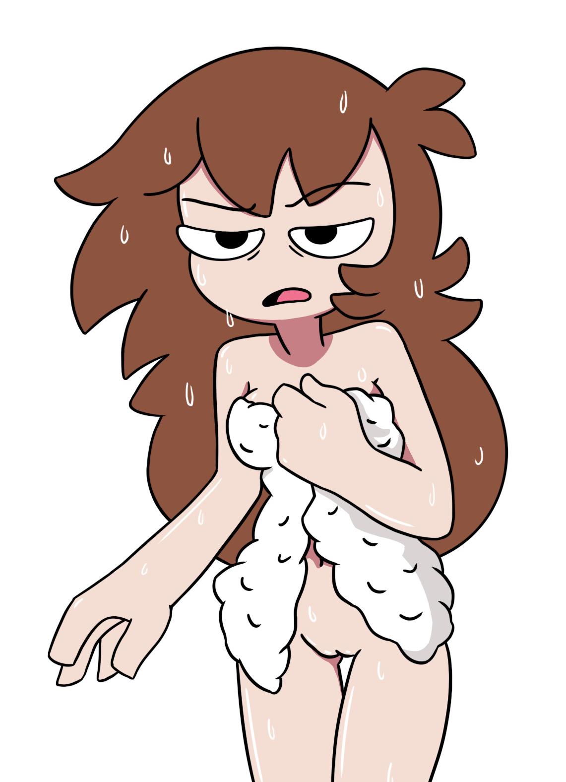 1girls annoyed covered_breasts covering eyebrows eyebrows_visible_through_hair female female_only holding holding_object nude nude_female open_mouth pussy shgurr solo solo_focus thrumbo tongue towel vagina wet youtube youtuber