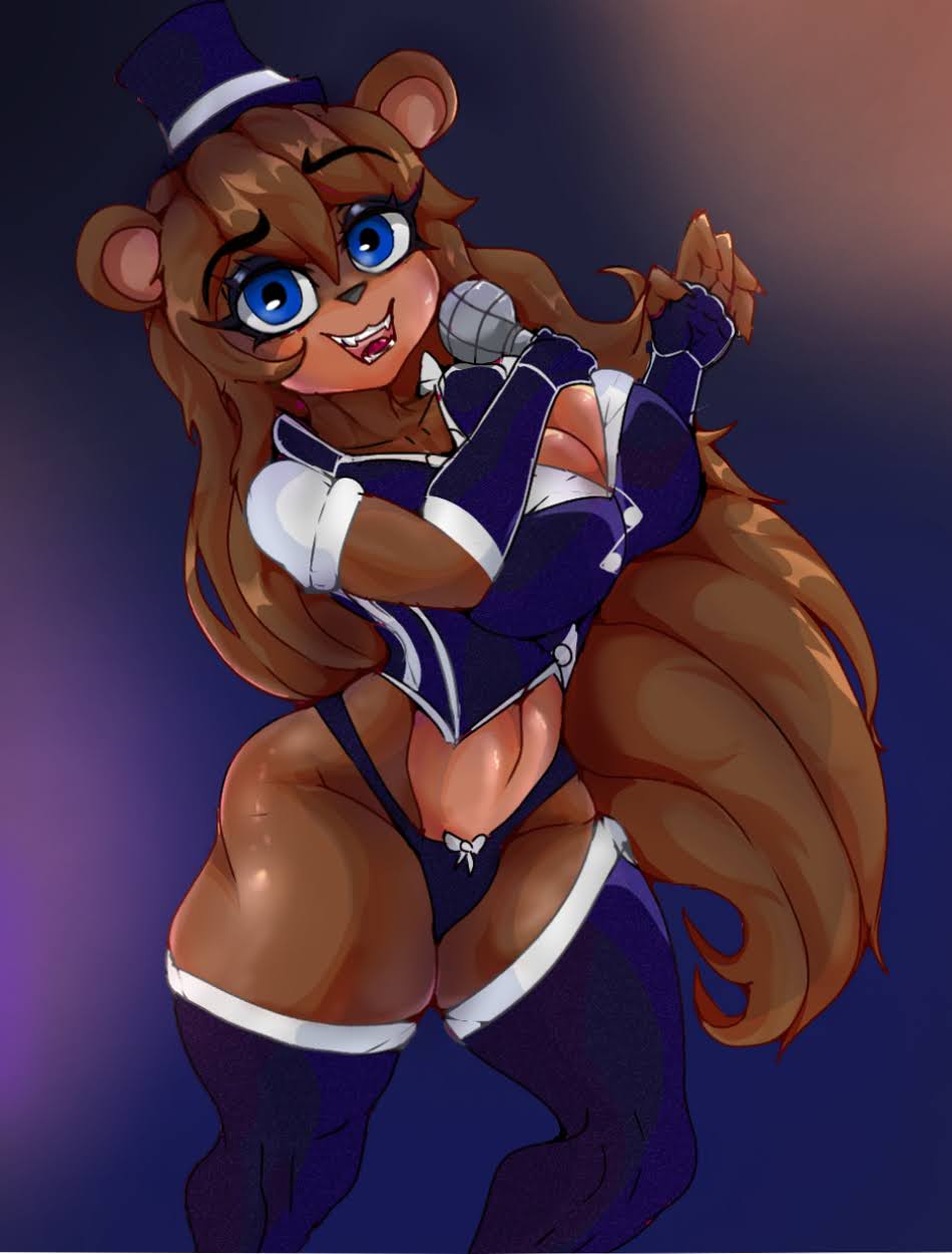 blue_eyes brown_hair female five_nights_at_freddy's fnaf freddy_(fnaf) fredina's_nightclub fredina_(cally3d) frenni_fazclaire large_ass large_breasts long_hair looking_at_viewer wide_hips