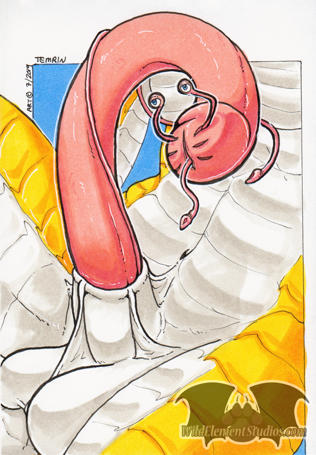 anthro copic dragon exotic_genitals fundraiser invalid_tag male male_only penis prehensile_penis scales solo_male temrin tendrils traditional_media_(artwork)