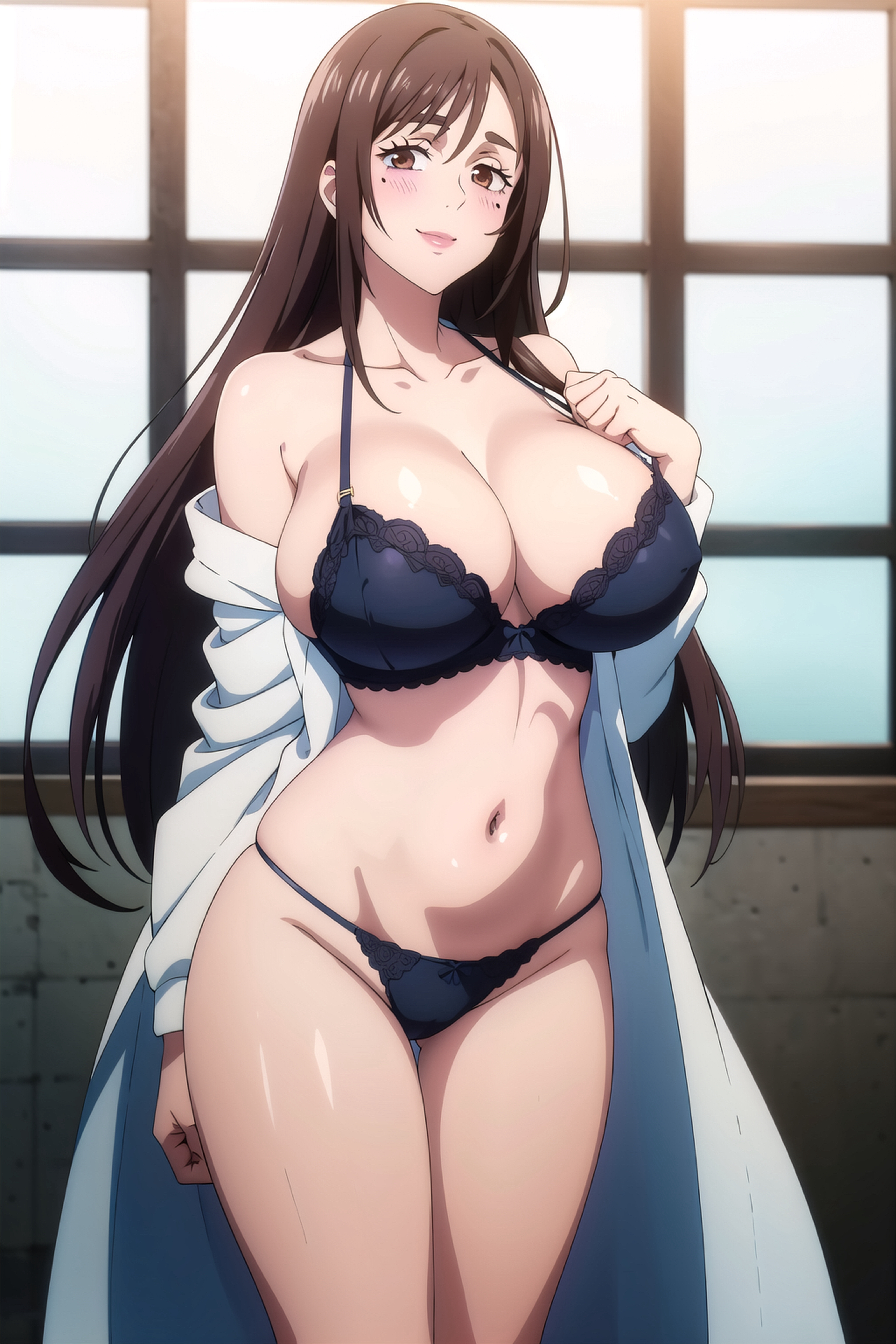 ai generated, arisato yu, big breasts, breasts, female, jujutsu kaisen, lingerie, shoko ieiri