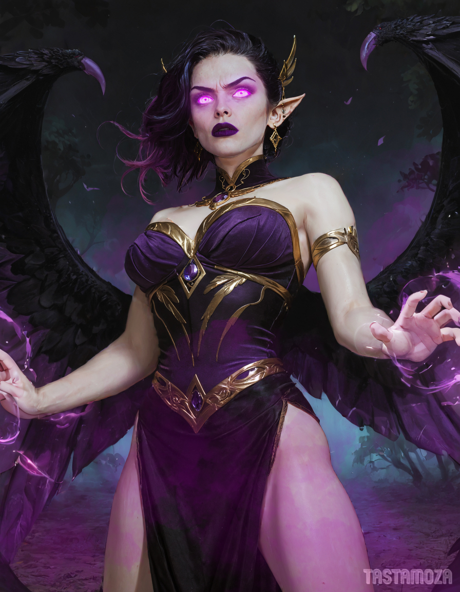 ai_assisted ai_generated angel_wings big_breasts busty league_of_legends magic morgana purple_eyes purple_hair sex