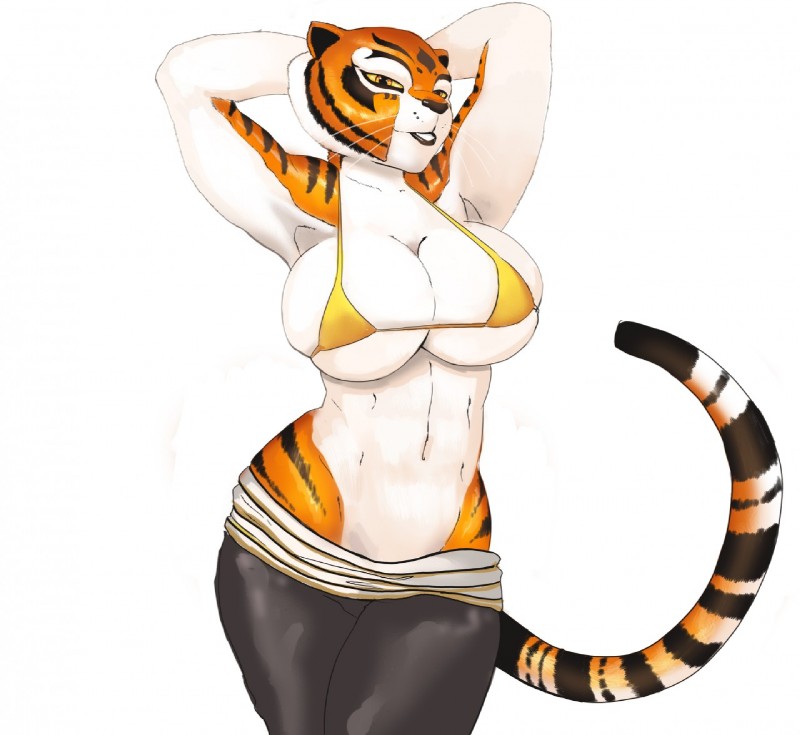 1girls anthro female female_only kung_fu_panda master_tigress necrolepsy simple_background solo tagme