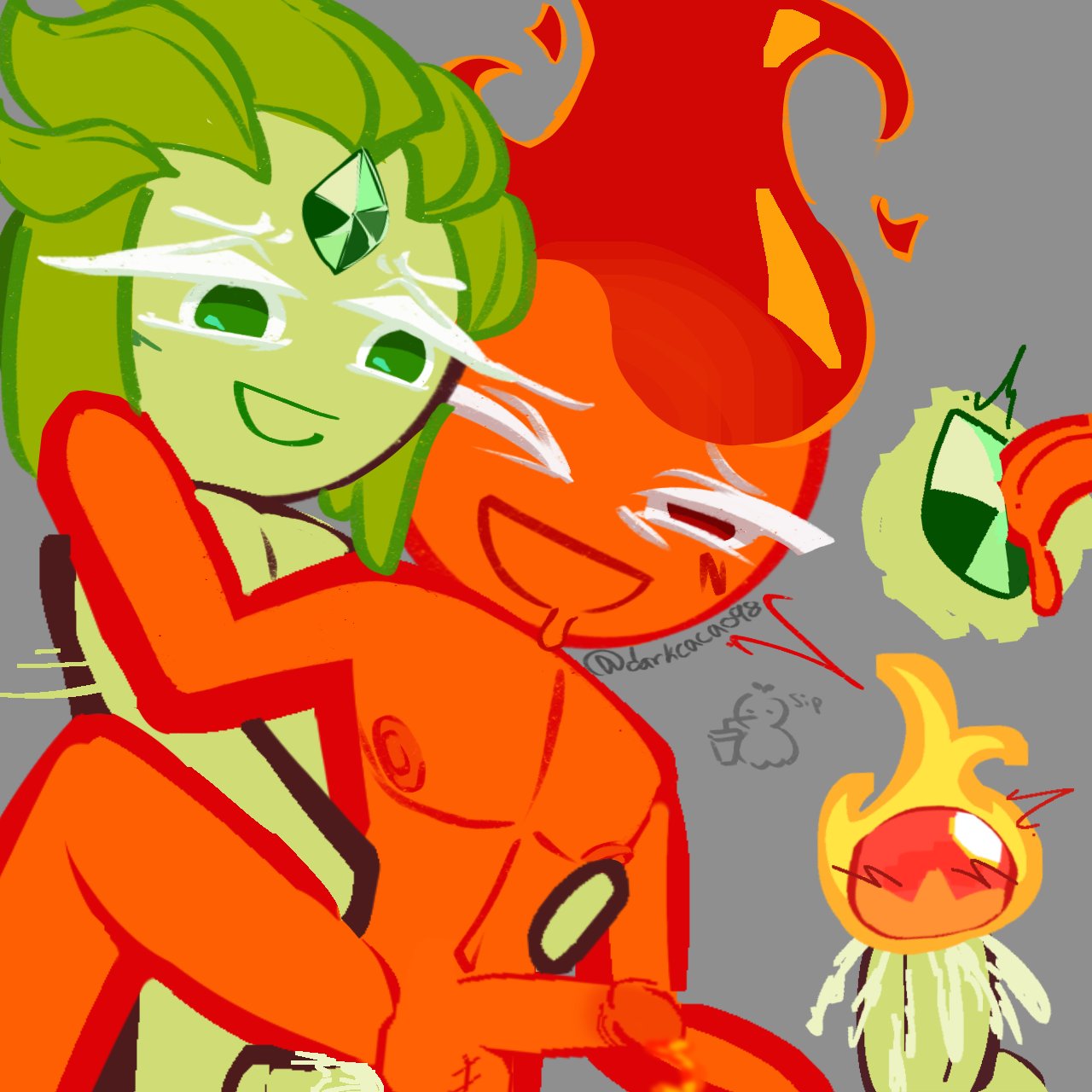 2boys, ass, cookie run, cookie run kingdom, cookie run ovenbreak, cum, cum in ass, cum inside, darkcacao98 (artist), fire spirit cookie, gay, gay sex, male, wind archer cookie