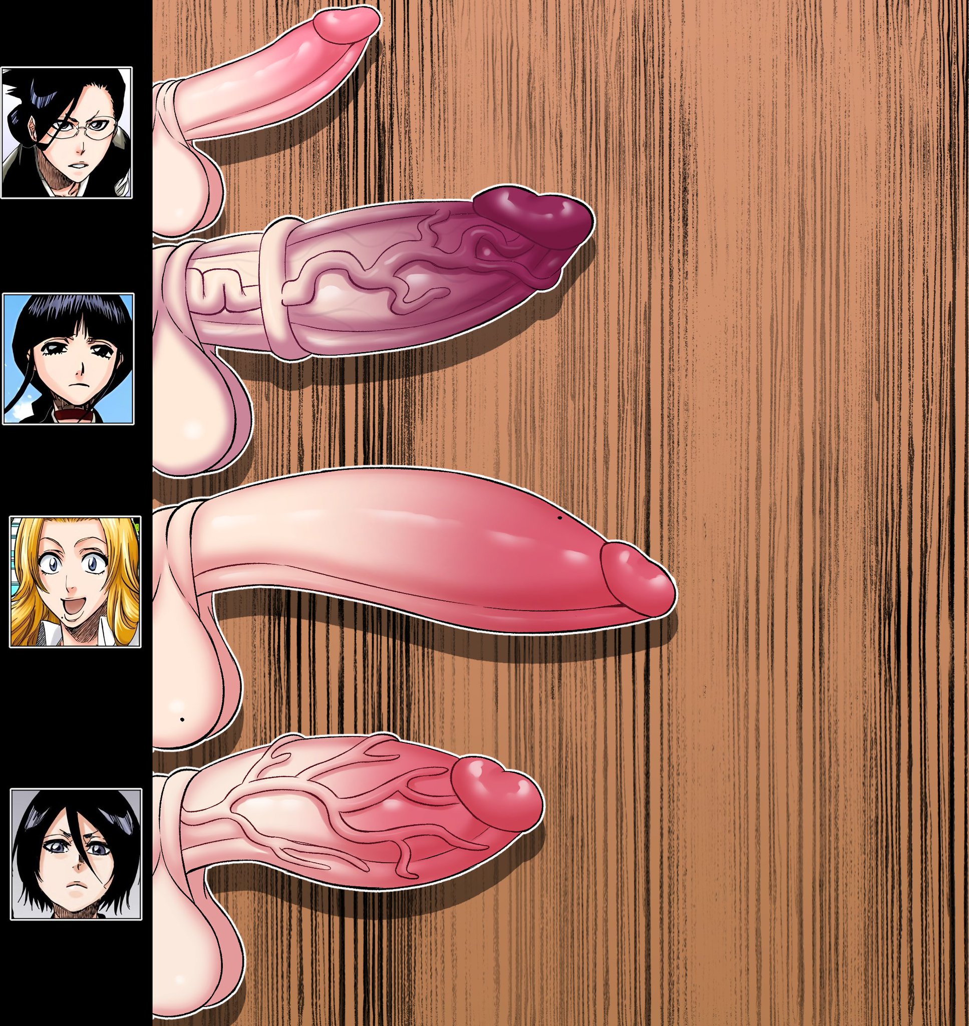 balls, bleach, bleach: the thousand-year blood war, chart, futa only, futanari, girthy, girthy penis, intersex, ise nanao, kuchiki rukia, kurotsuchi nemu, large penis, light skin, light-skinned futa, matsumoto rangiku, mole, mole on balls, mole on penis, multiple futa, multiple penises, overnsfw, penis, penis chart, penis comparison, penis size chart, penis size comparison, penis size difference, size chart, size comparison, smooth penis, veins, veiny penis