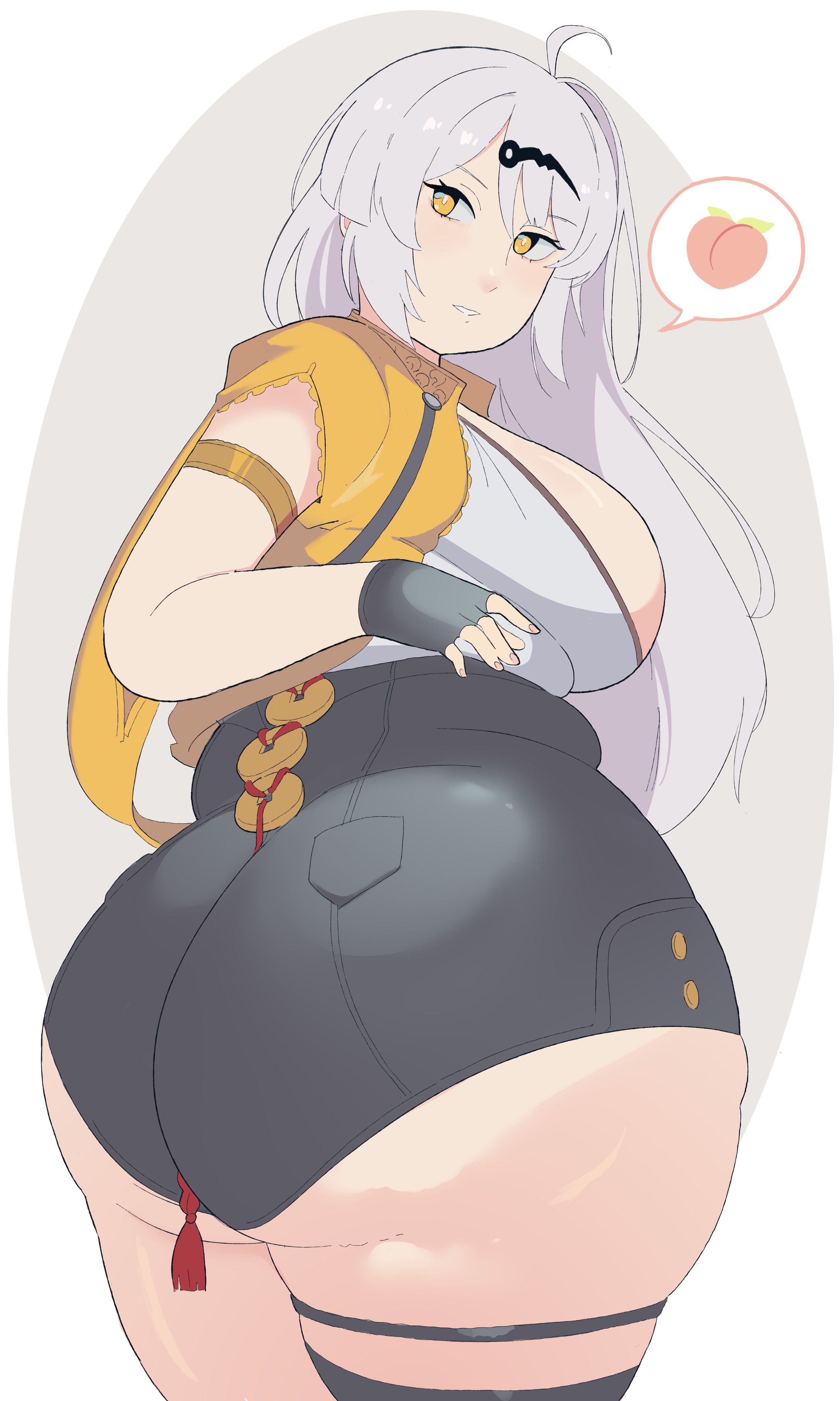 1girls, ass, back view, big ass, breasts, chubby, chubby female, female, female only, gigantic ass, huge ass, large breasts, napolitane, revealing clothes, solo, solo female, standing, yixuan (zenless zone zero), zenless zone zero
