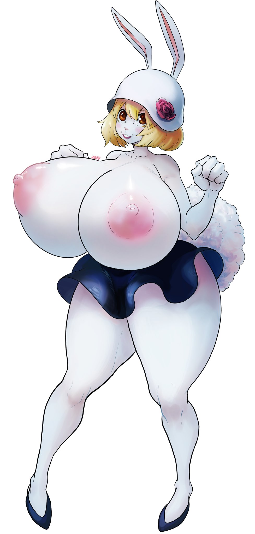 1girls, blonde hair, breasts, bunny, bunny ears, bunny girl, bunny tail, carrot (one piece), female, female only, furry, hat, highres, huge breasts, lagomorph, leporid, mink tribe, minkmen (one piece), nipples, noblood, one piece, open mouth, thick thighs