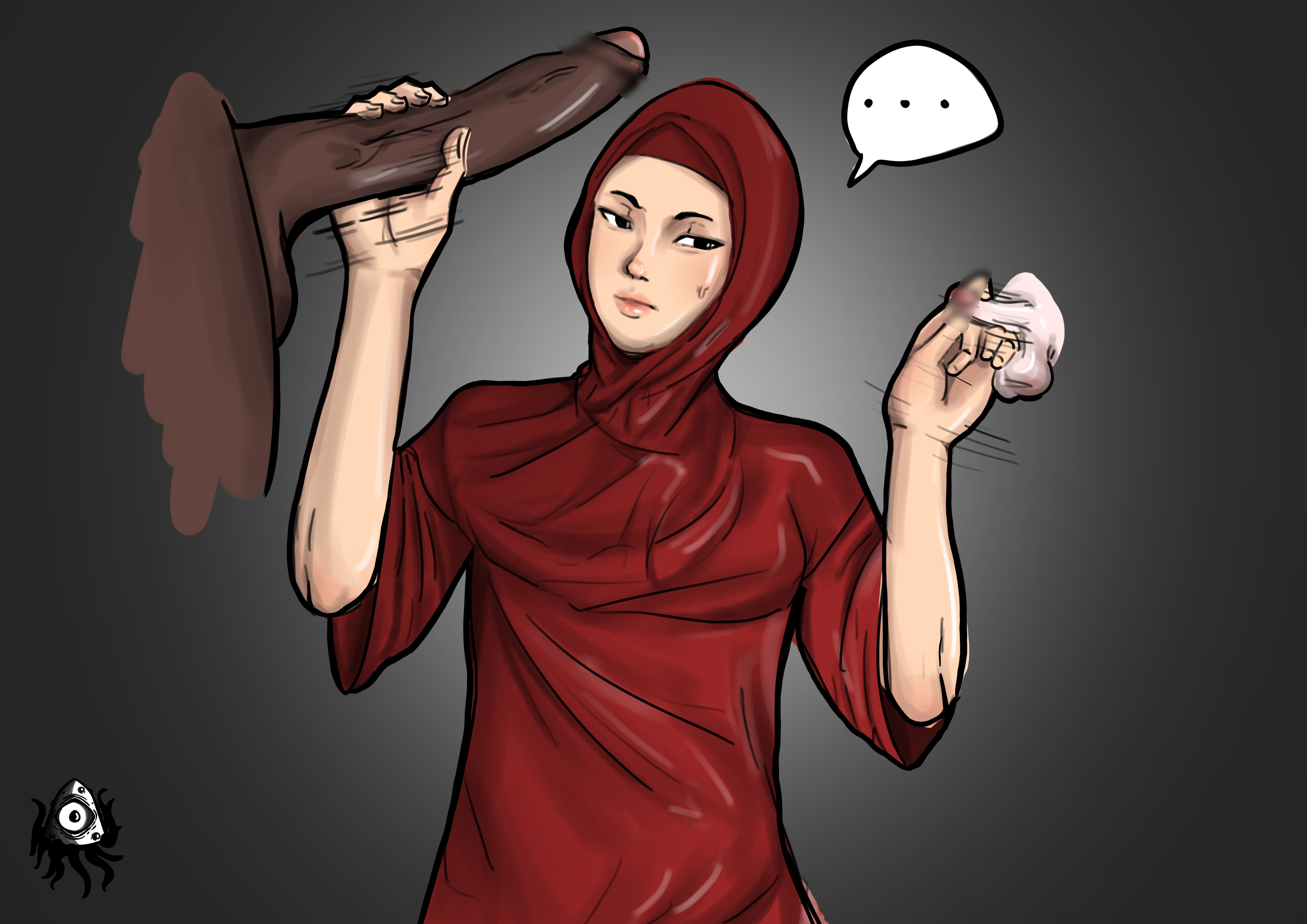 1girls, 2boys, arabian, big penis, cheating, cheating wife, dark skin, dark-skinned male, double handjob, faceless male, female, foreskin, handjob, hijab, interracial, male, married female, muslim, penis, penis size difference, size comparison, small penis, small penis humiliation, two-finger handjob, uncircumcised, uncut, voiddecker