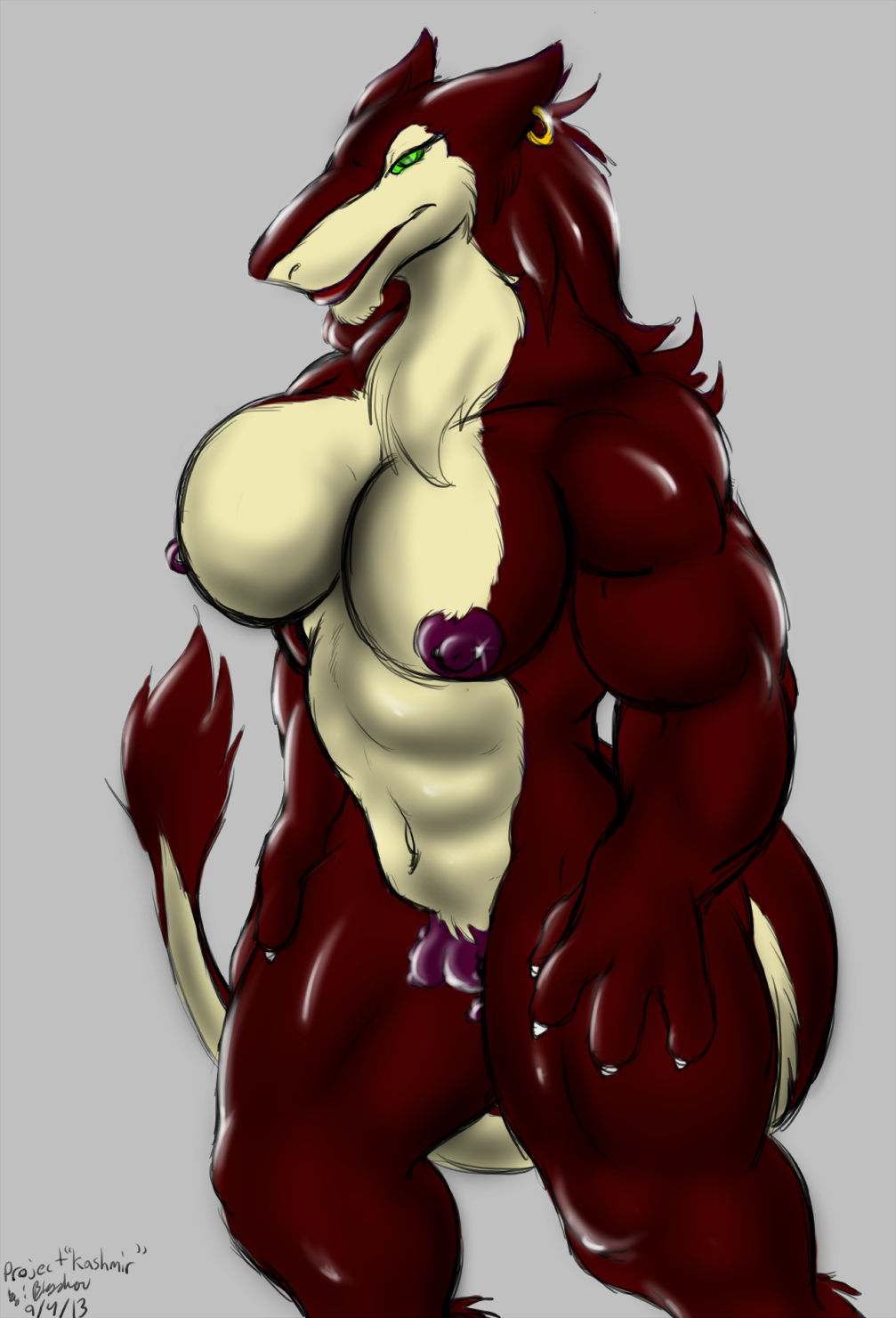 anthro big_breasts bigshow breasts female green_eyes hi_res huge_breasts kashmir muscular sergal