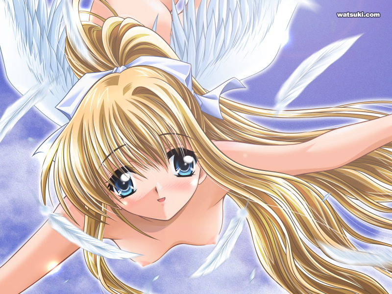 air_(anime) angel blonde_hair blue_eyes kamio_misuzu misuzu_kamio nude small_breasts watsuki_ayamo