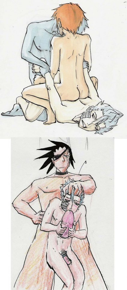 bleach gay grimmjow_jaegerjaquez hollow hollow_ichigo ichigo_kurosaki kenpachi_zaraki kurosaki_ichigo male male_only yaoi zangetsu zaraki_kenpachi