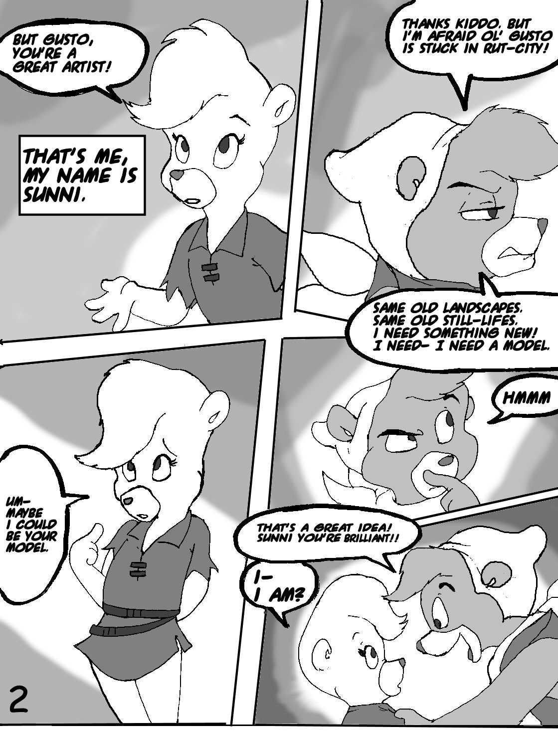 adventures_of_the_gummi_bears anthro bear comic disney fbz female fur gusto_gummi male mammal monochrome sunni_gummi