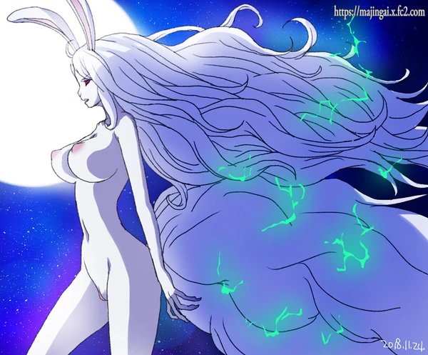 1girls breasts carrot_(one_piece) electricity electro_(ability) female female_only fur furry ginko_(silver_fox) hair innie_pussy mink_tribe minkmen_(one_piece) moon moonlight one_piece sulong sulong_carrot vagina