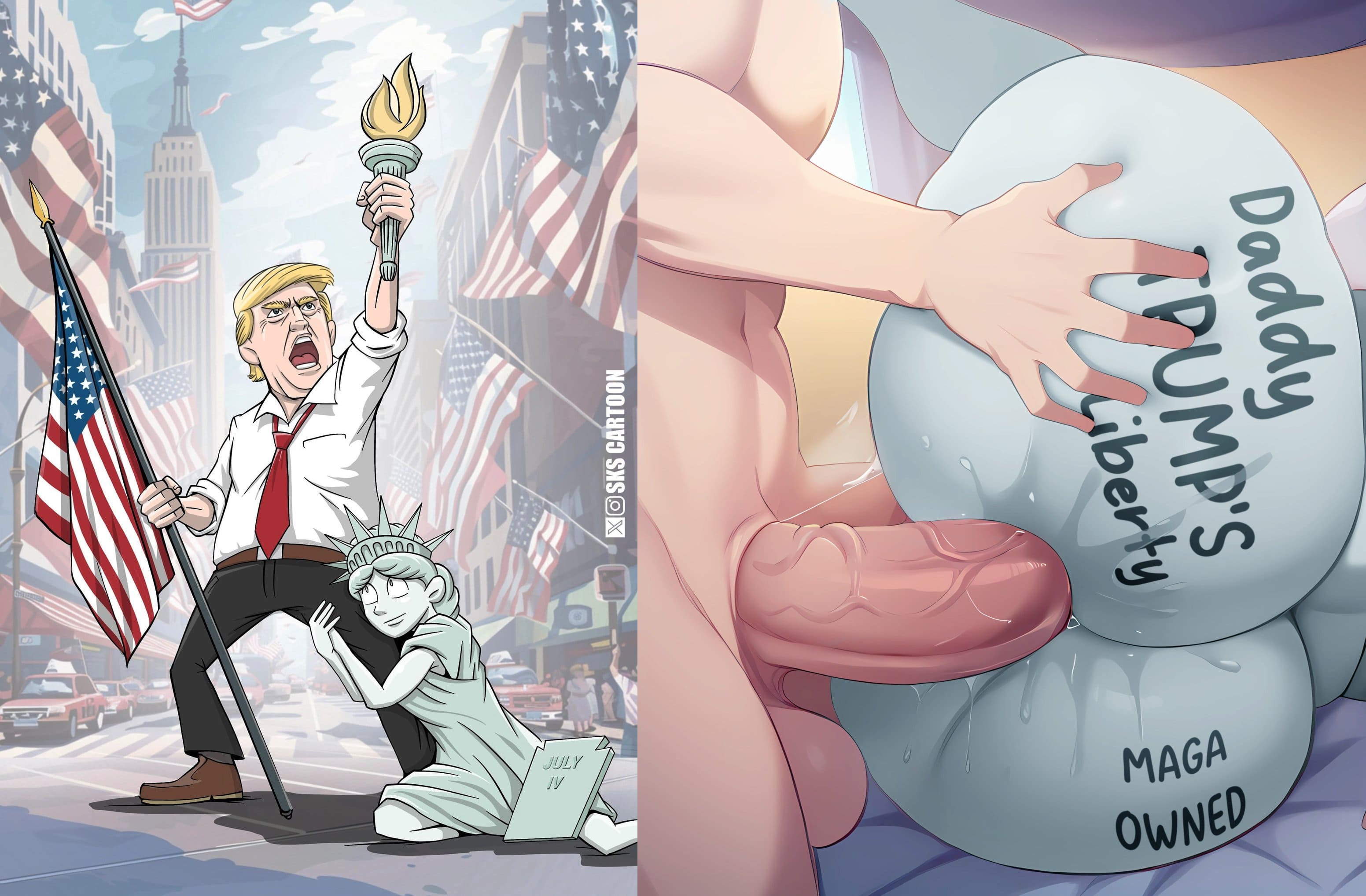 1boy, 1girls, 2d, 4th of july, anal, anal sex, ass, big ass, celebrity, commentary request, donald j trump, donald trump, dumbassguy, female, femsub, human, human dominating humanoid, human/humanoid, lady liberty, male, male dominating female, male domination, male/female, maledom, maledom/femsub, meme, politics, real person, sex, statue of liberty, tagme, third-party edit, woolfy thebitch