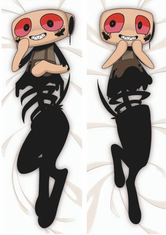 bed, body pillow, dandy's world, female, shelly (dandy's world), twisted shelly (dandy's world)
