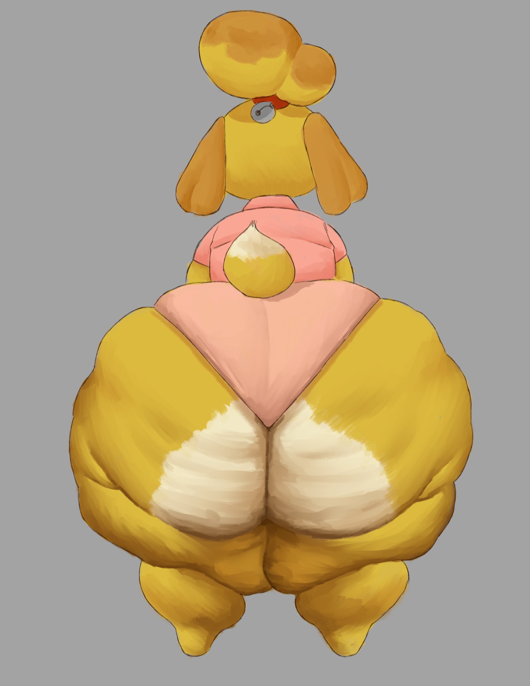 1girls, animal crossing, anthro, ass, back view, big ass, big butt, bottom heavy, cellulite, fat ass, female, female only, fur, furry, furry female, gigantic ass, huge ass, isabelle (animal crossing), solo, solo female, standing, sykotikfuckerr, wide hips